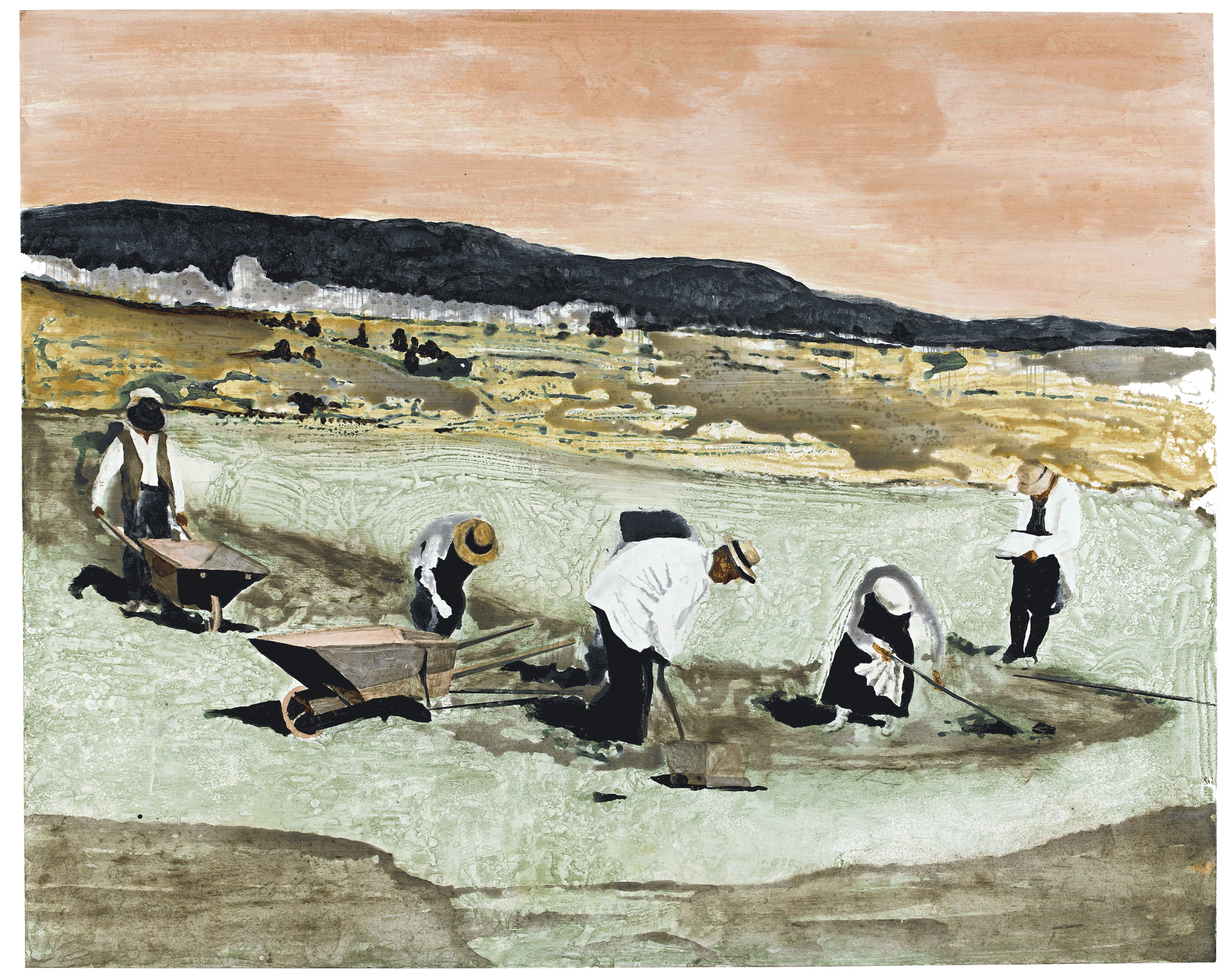 A painting by Mamma Andersson, titled Looters, dated 2010.