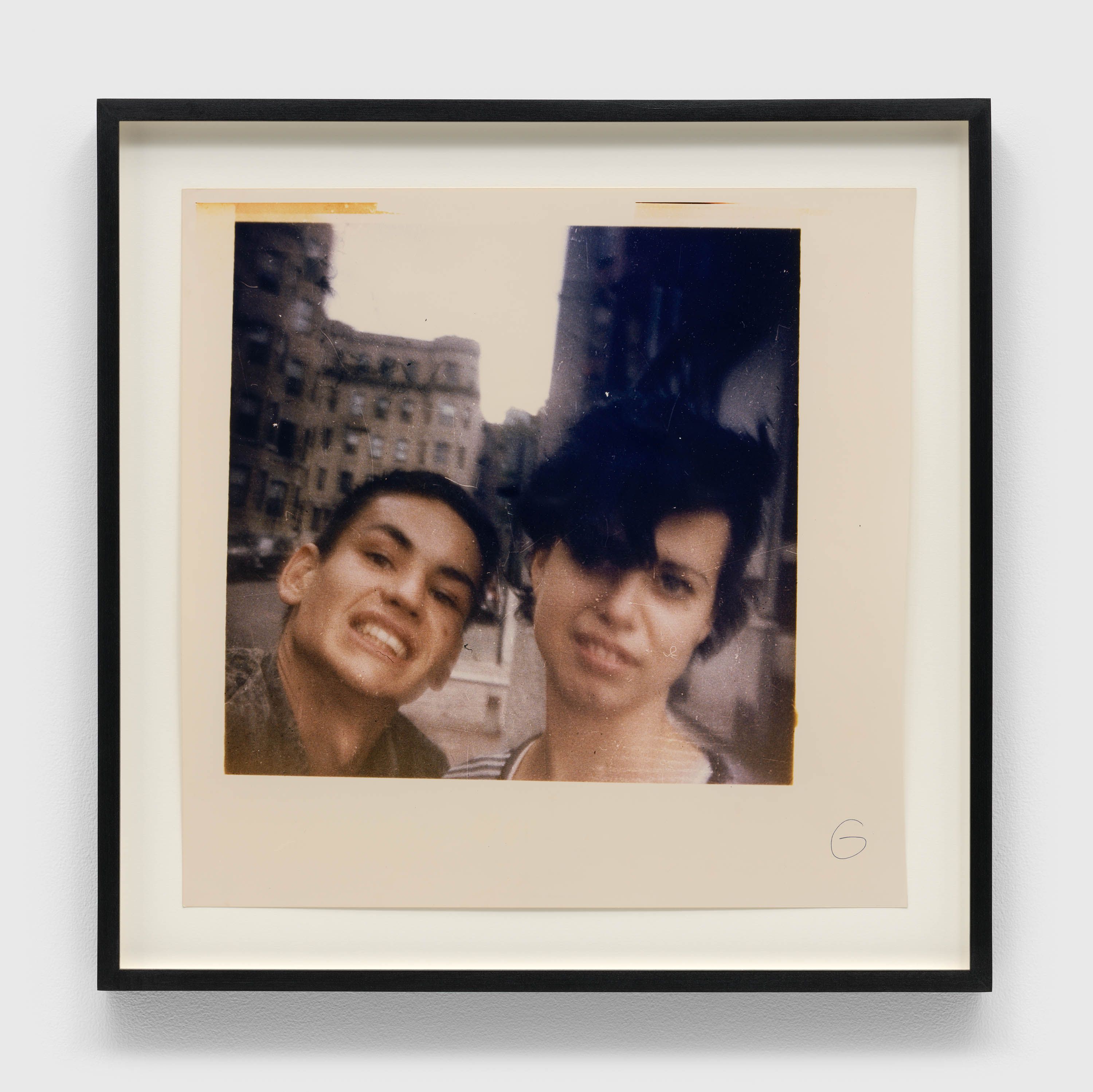A photograph by Mark Morrisroe, titled Gail Thacker and Me (Blow Both of Us), dated 1985.