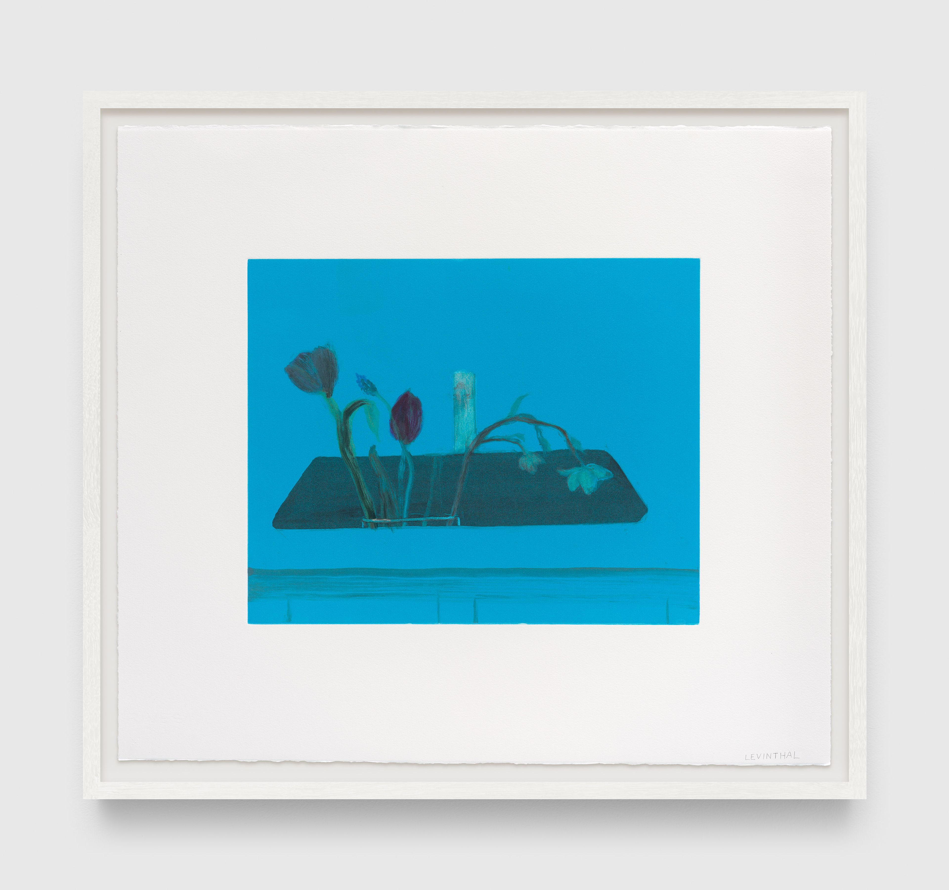 A print by Aubrey Lebinthal, titled Sink with Bouquet (Blue), dated 2025.