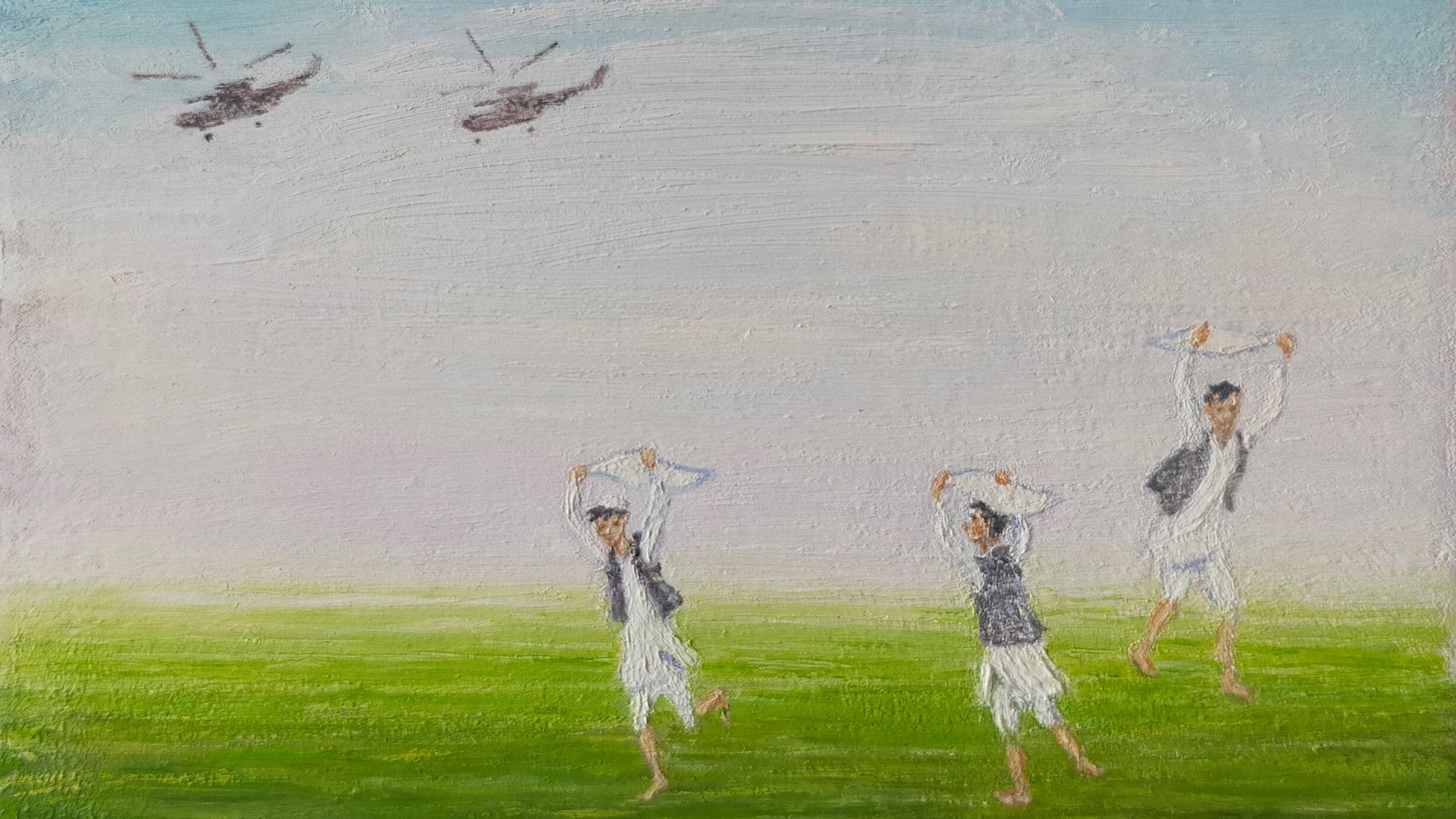 A painting by Francis Aly called untitled, Bamiyan, Afghanistan, dated 2010