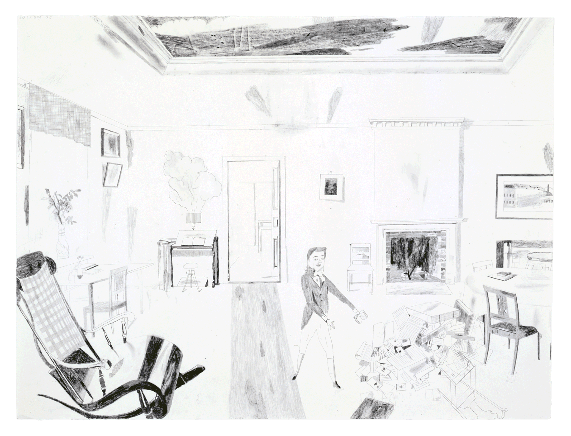 A work on paper by Jockum Nordström, titled Fuck the Big Revolution, and Where is the Holy Bible, dated 2005