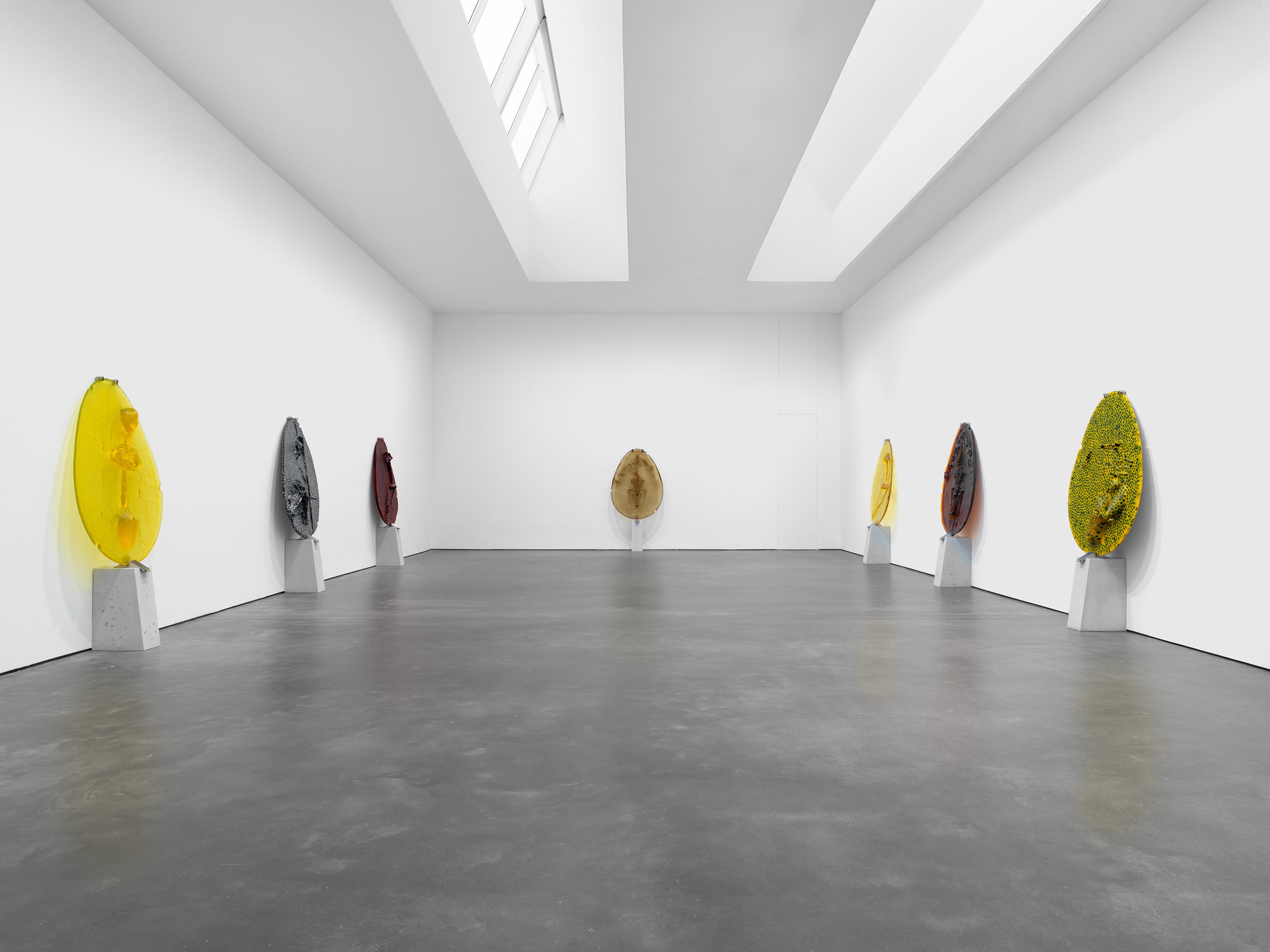 An installation view of the exhibition, Andra Ursuta: Retina Turner, at David Zwirner in New York, dated 2025.