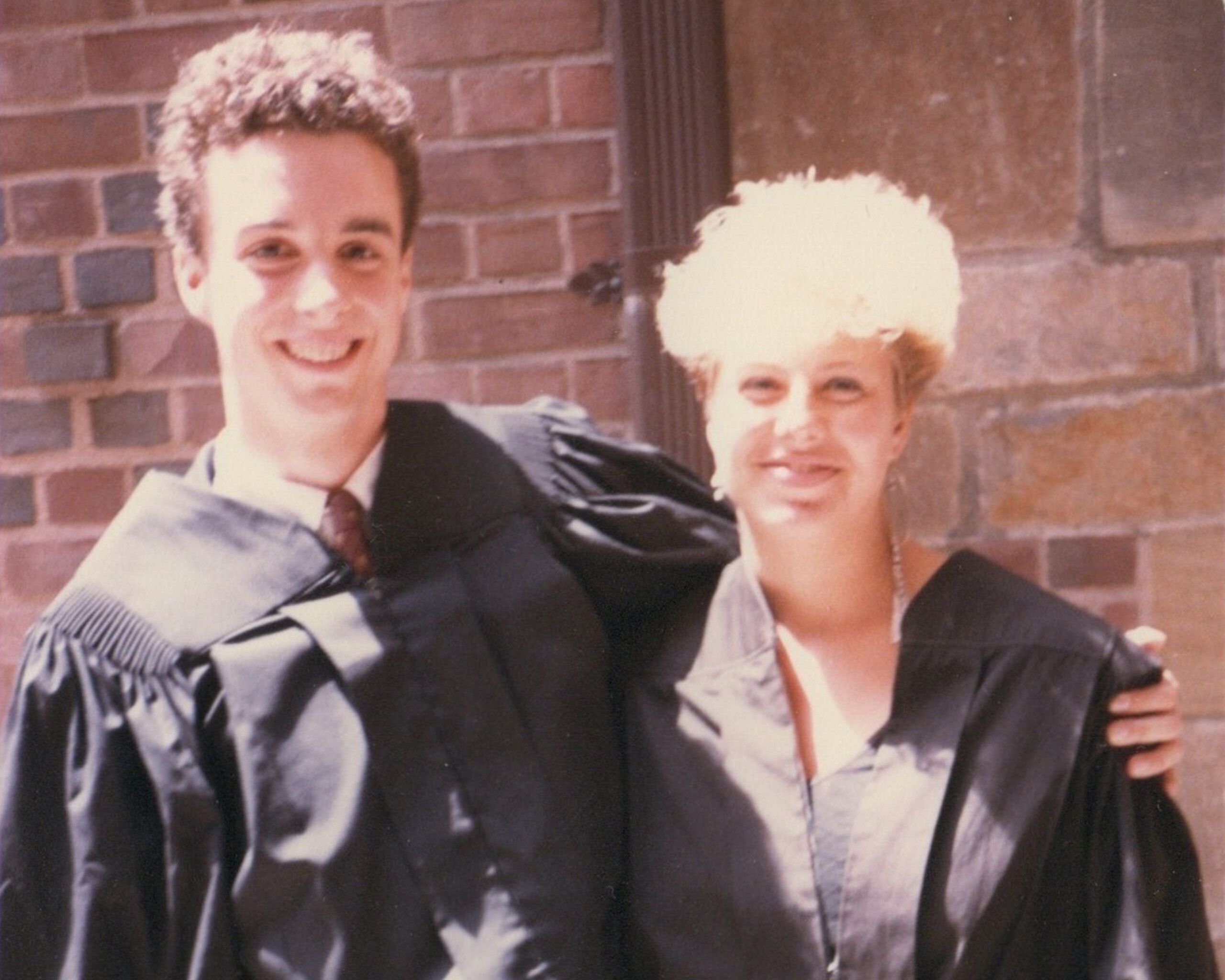 A detail from a photograph of Hugh with Rachel Resnick at their Yale graduation, dated May 1985. Photo courtesy Rachel Resnick
