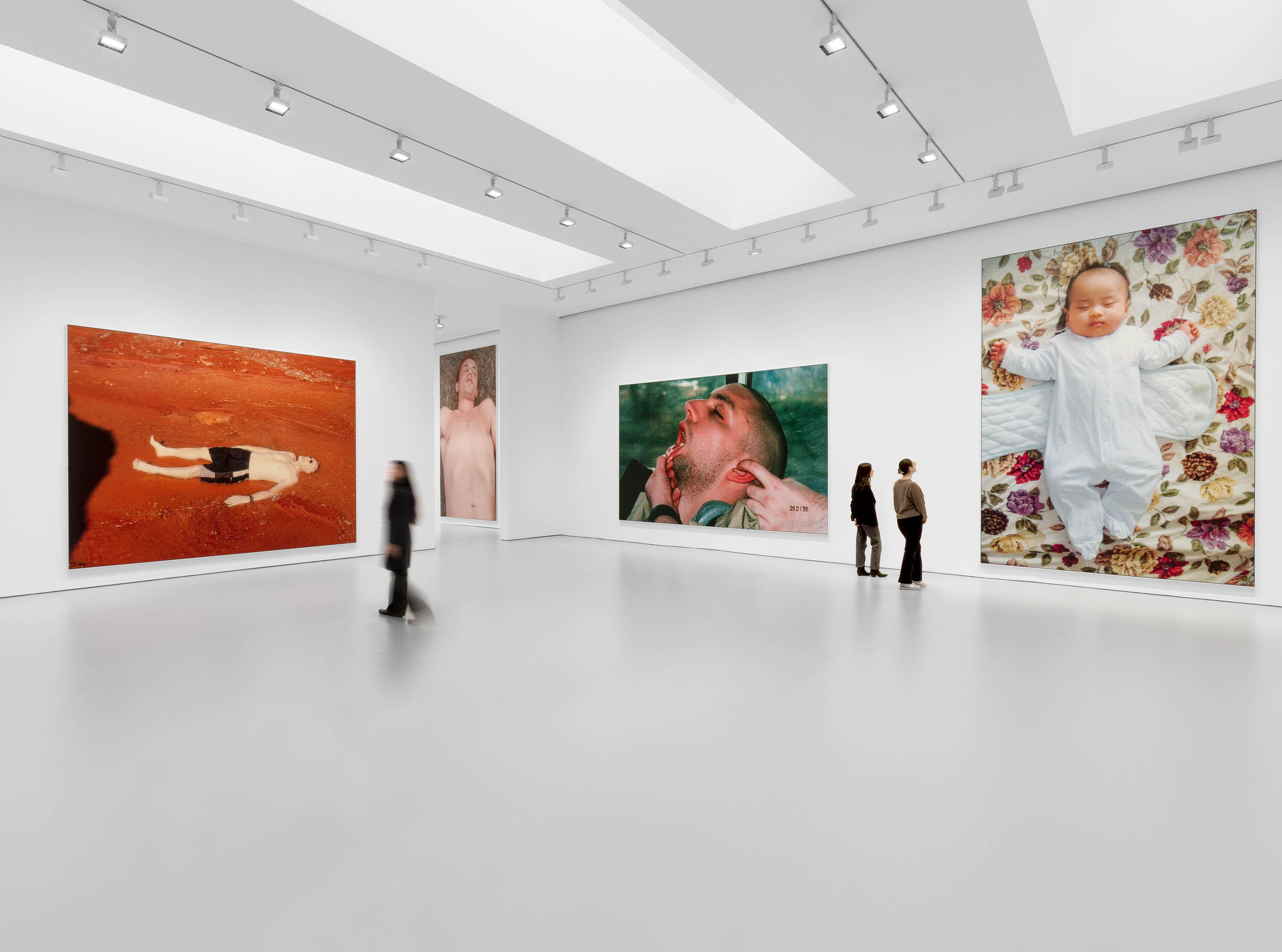 An installation view of the exhibition, Steven Shearer: Profaned Travelers, at David Zwirner in New York, dated 2024.
