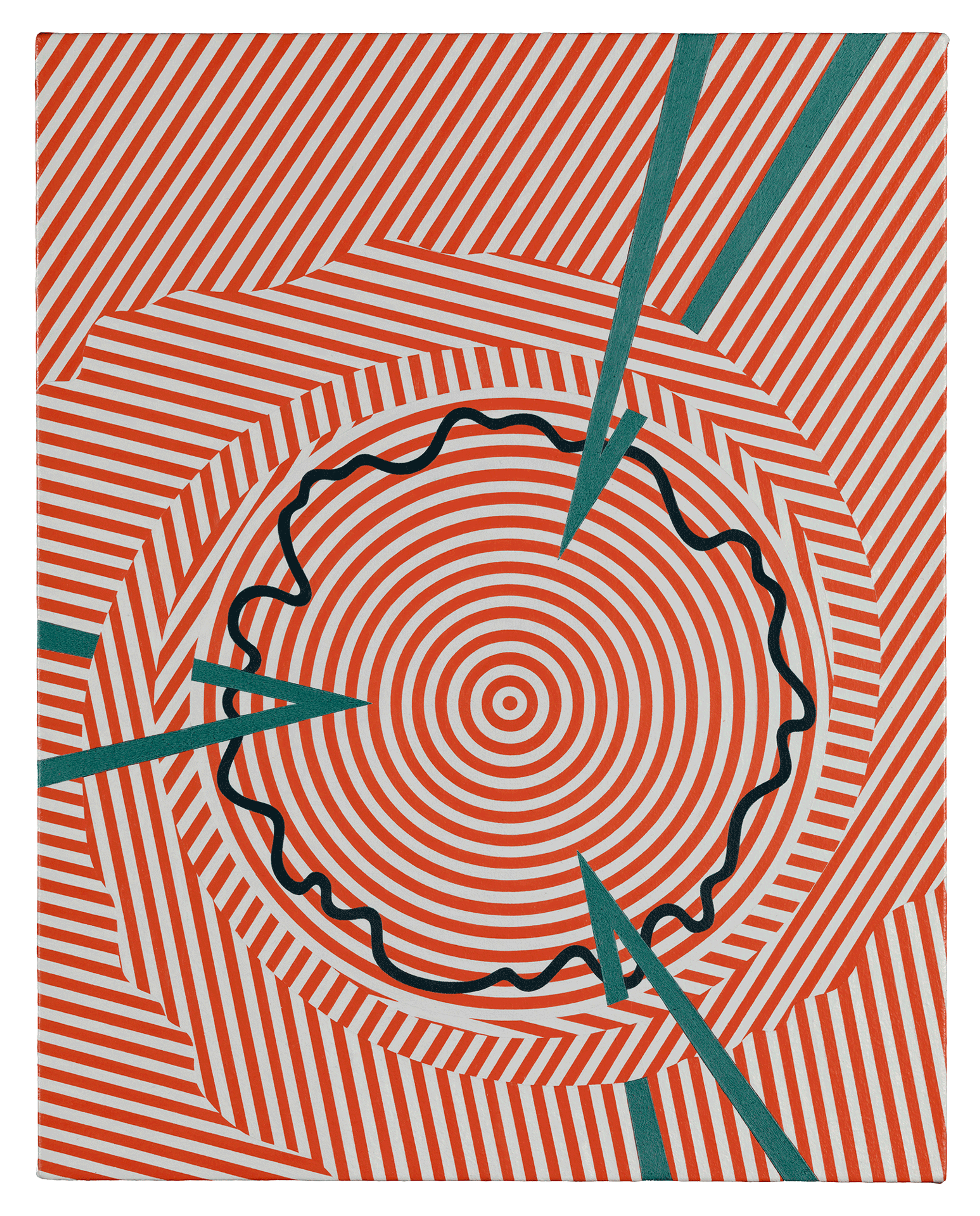 A painting by Tomma Abts, titled Feio, dated 2007.