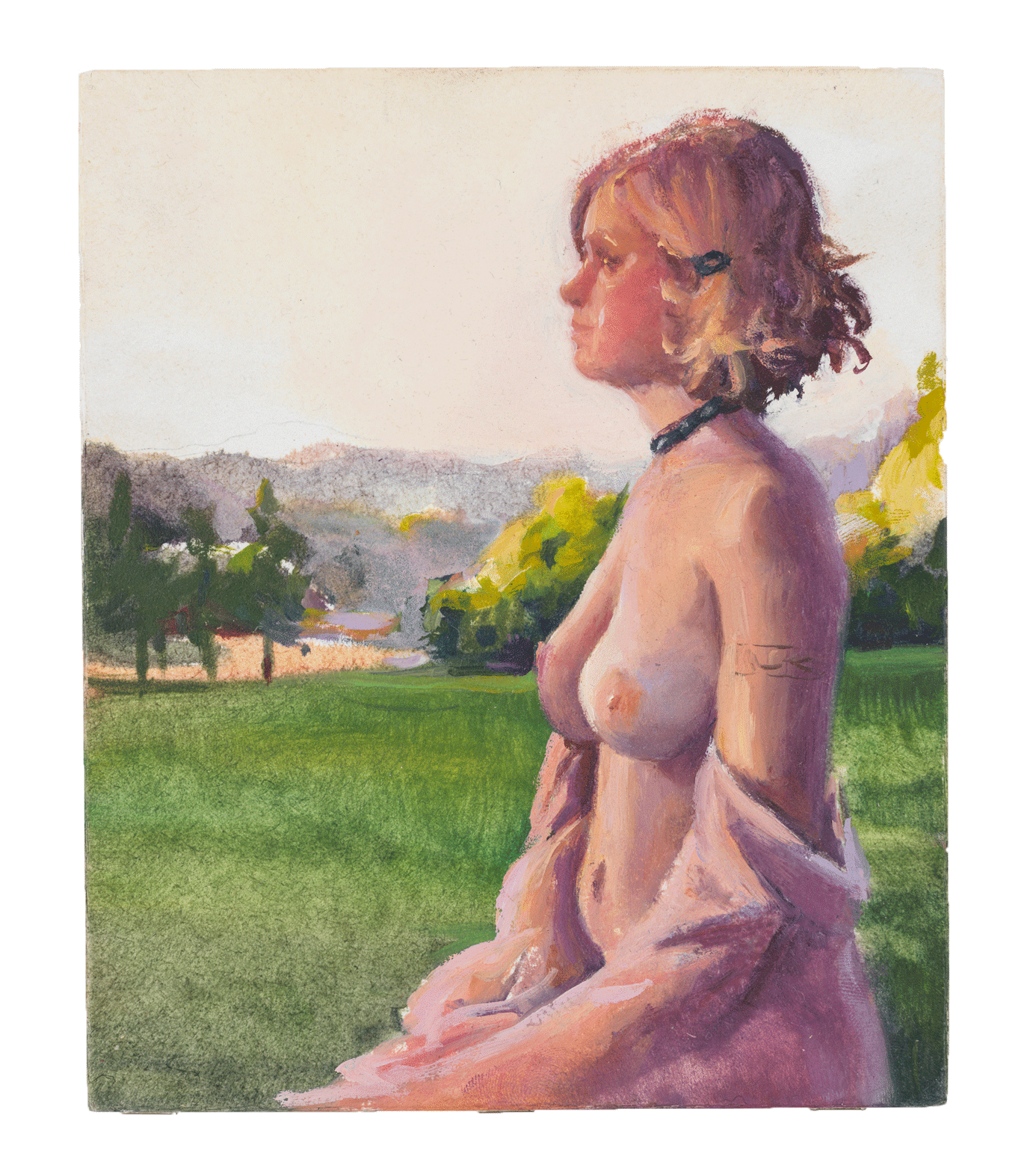 A painting by Lisa Yuskavage, titled Talia in the Sunset, dated 2000.