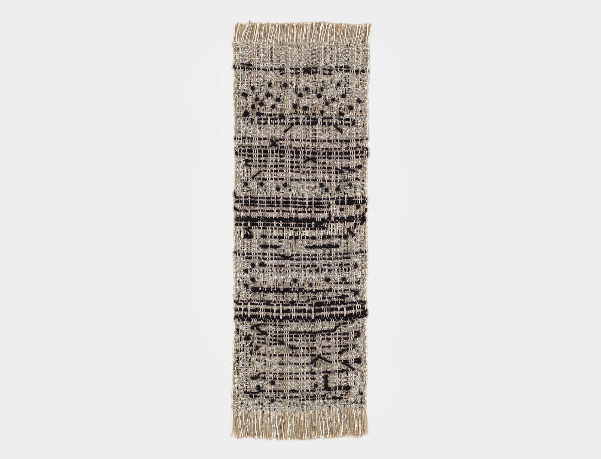 A hand weaving by Anni Albers, titled Haiku, dated 1961.