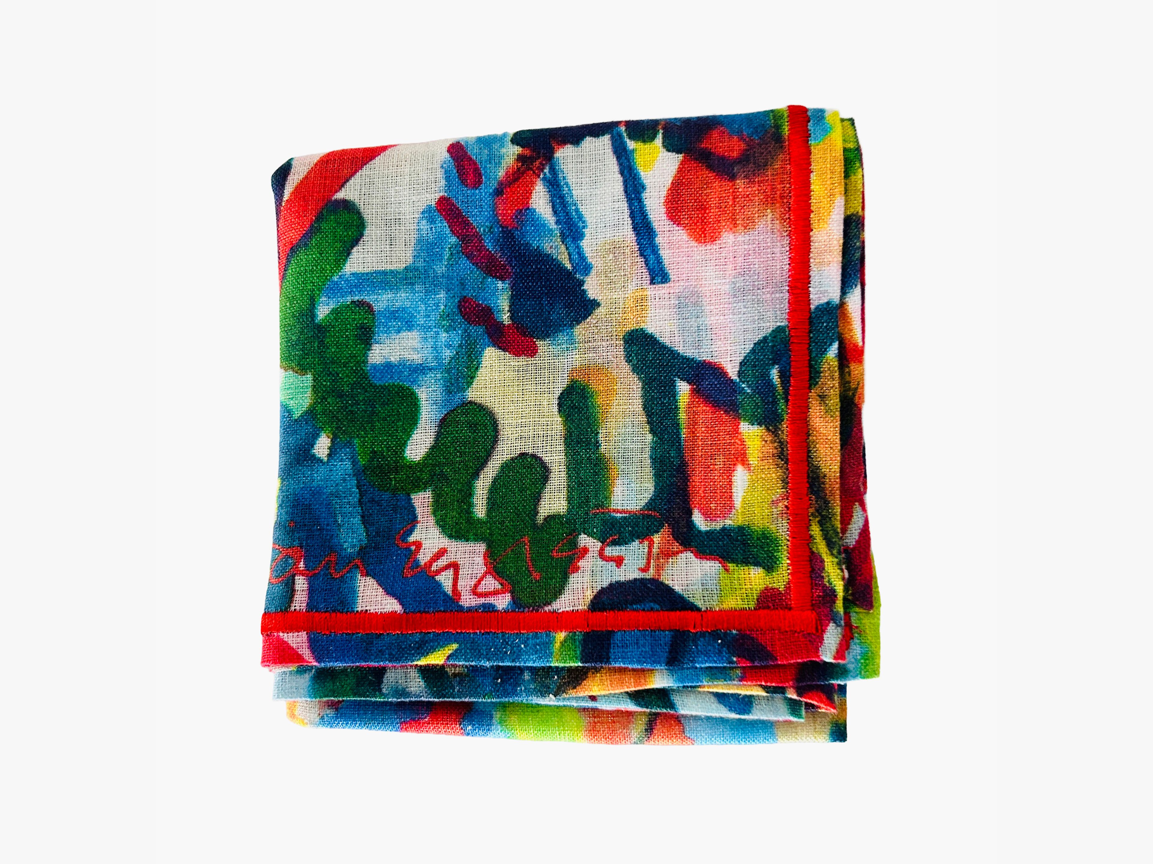 Designed by Andra Eggleston and featuring a drawing by William Eggleston, this pocket square brings a private language of line and color into everyday wear.