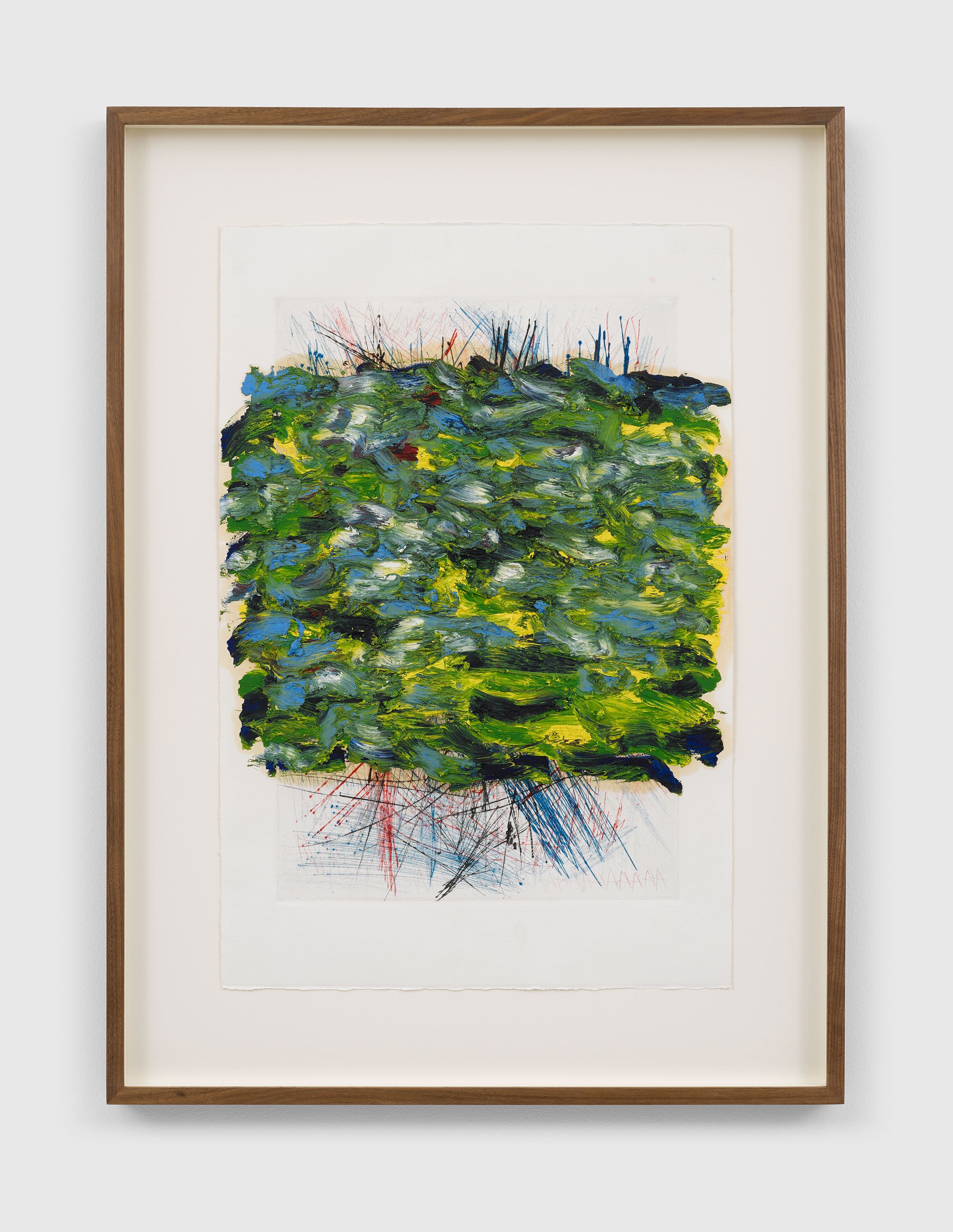 A mixed media work on paper by Oscar Murillo, titled surge (poetics of flight), dated 2021.