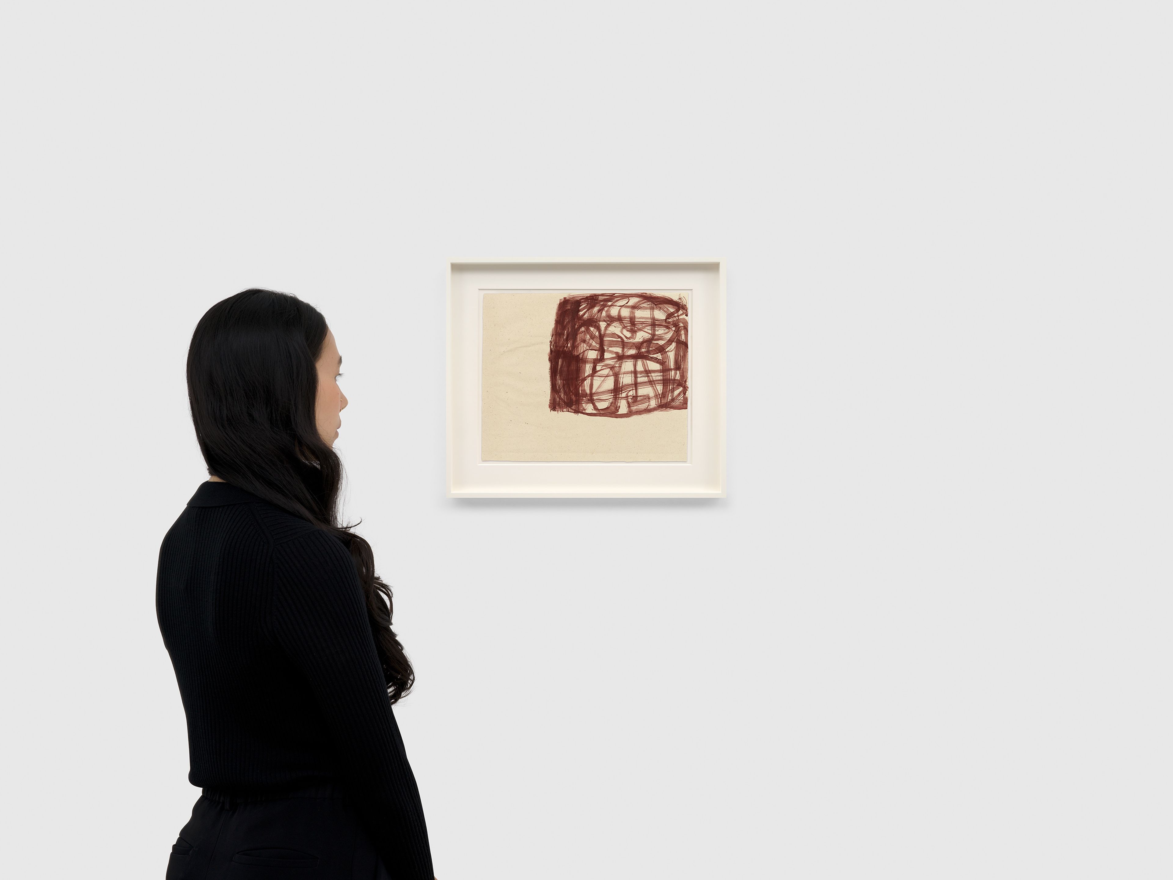 A work on paper by Suzan Frecon, titled stroke field, dated 2022.