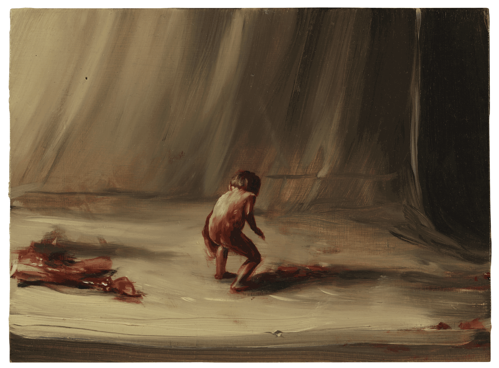 A painting by Michaël Borremans, titled Fire From the Sun, dated 2017.