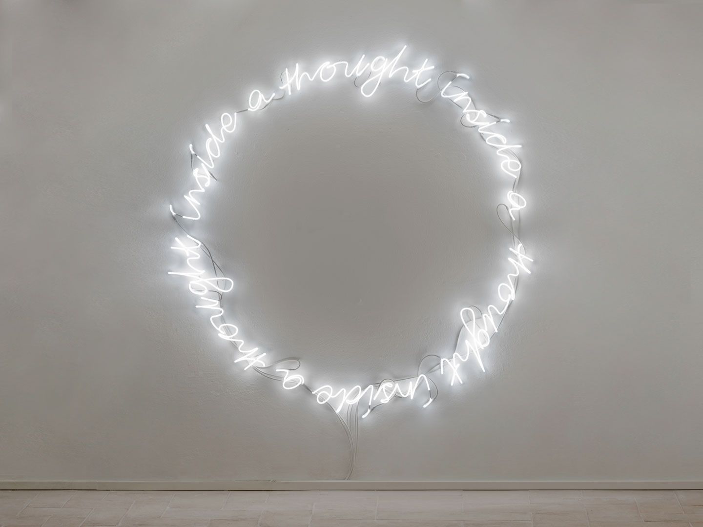 A sculpture by Shilpa Gupta, titled A Thought Inside a Thought, dated 2017.