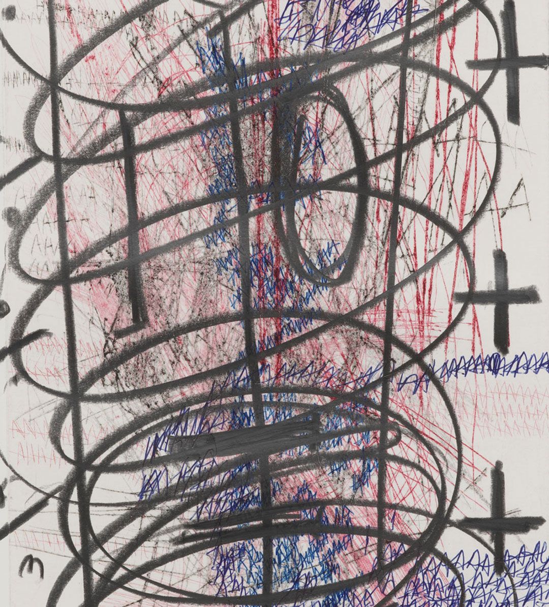 A work on paper by Oscar Murillo, titled (untitled) poetics of flight, dated 2019