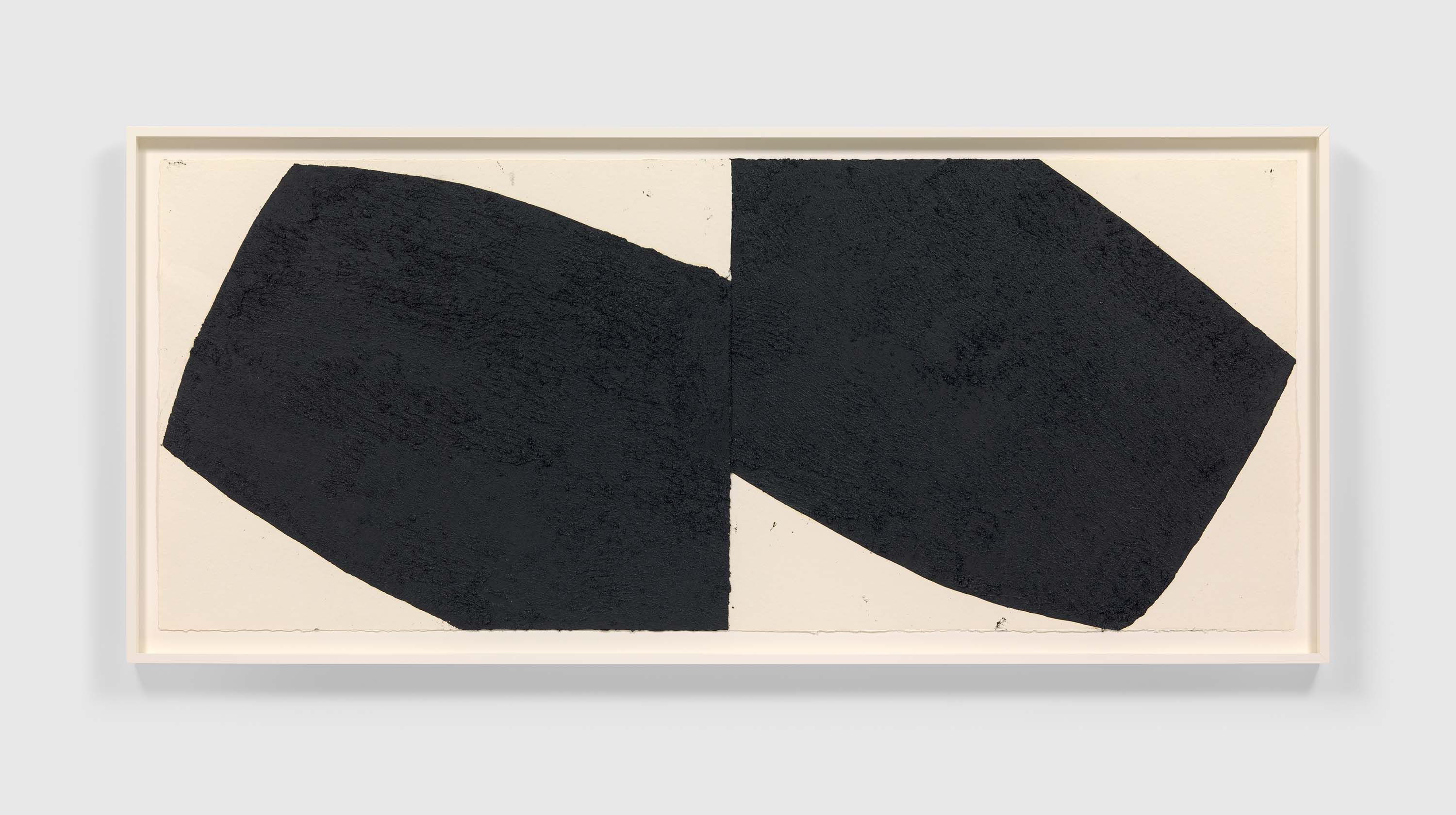A paintstick, etching ink, and silica on two (2) sheets of handmade paper by Richard Serra, titled The Big Sleep, dated 2021.