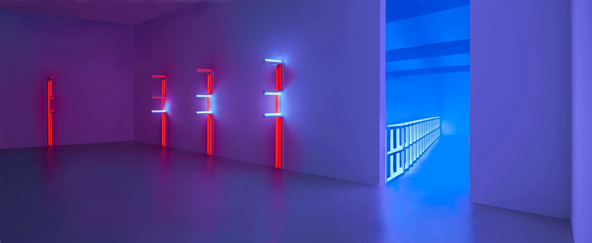 Installation view of the exhibition Dan Flavin: Series and Progressions, at David Zwirner in New York, dated 2009.