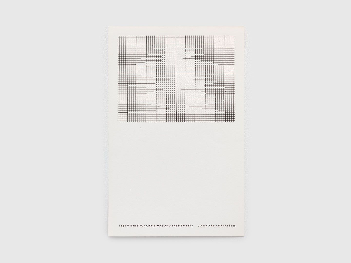 An offset printed mailing on wove paper by Josef and Anni Albers, titled Best Wishes for Christmas and the New Year, dated 1951.