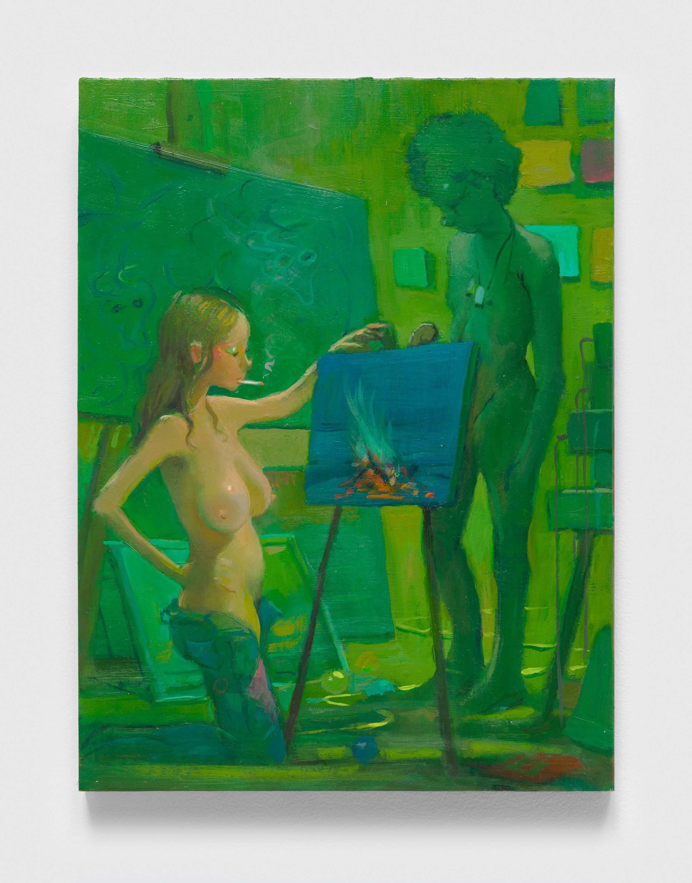 A painting by Lisa Yuskavage, titled Little Master Class, dated 2021.