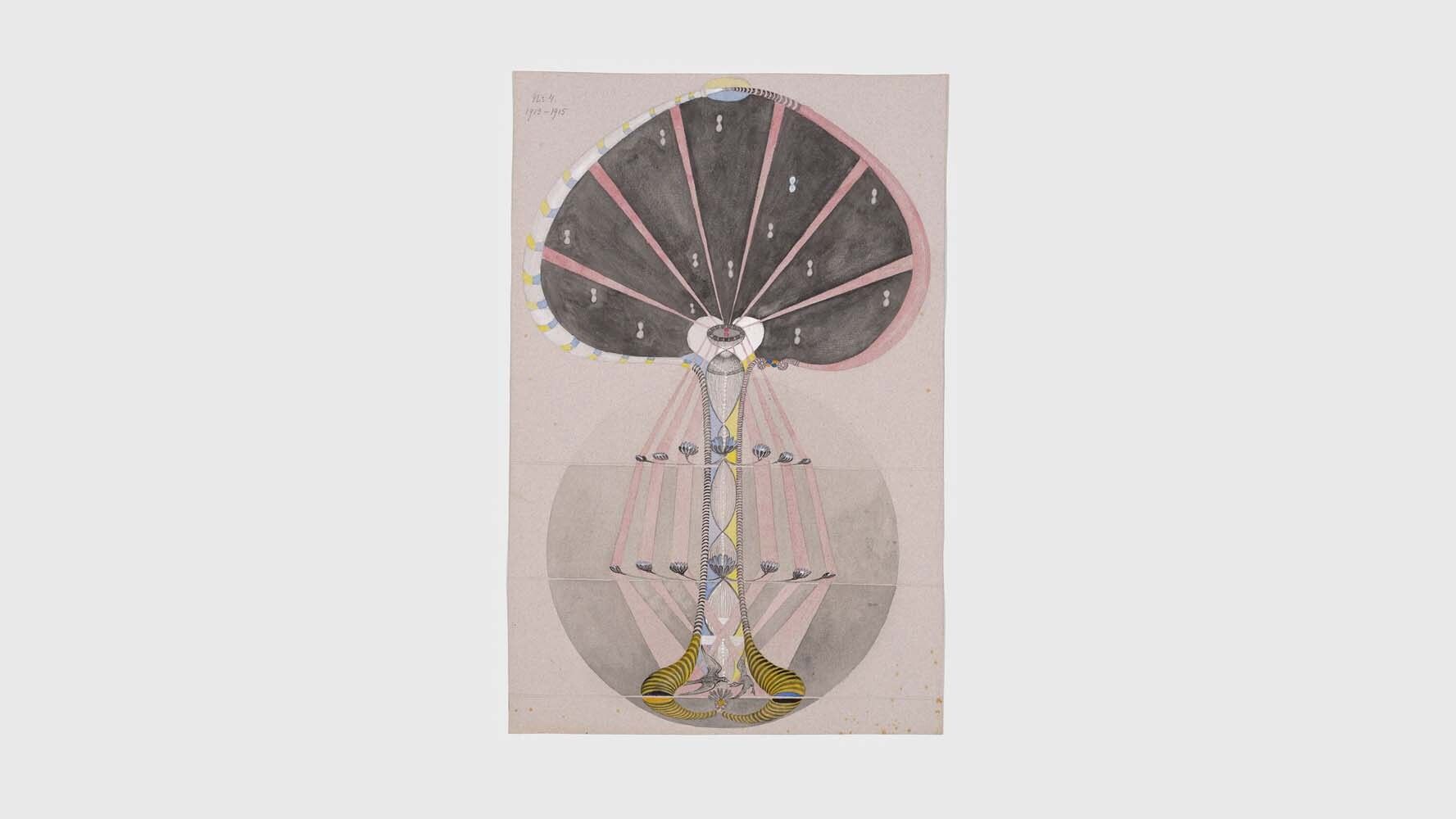 A watercolour from Hilma af Klint's series Tree of Knowledge, dated 1913-1915.