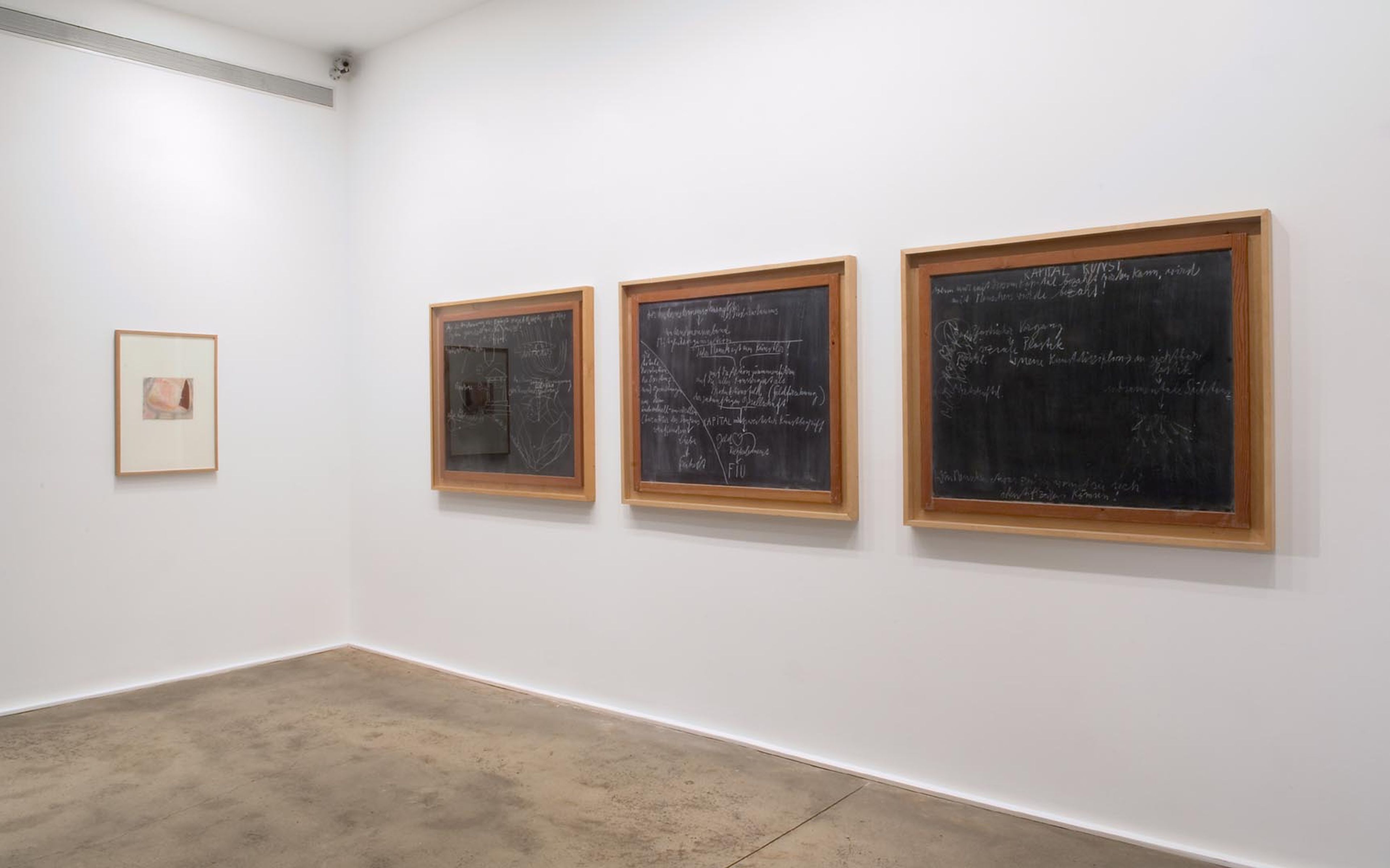 Installation view of the exhibition, Joseph Beuys: Sculpture and Drawing, at Zwirner and Wirth in New York, dated 2007.