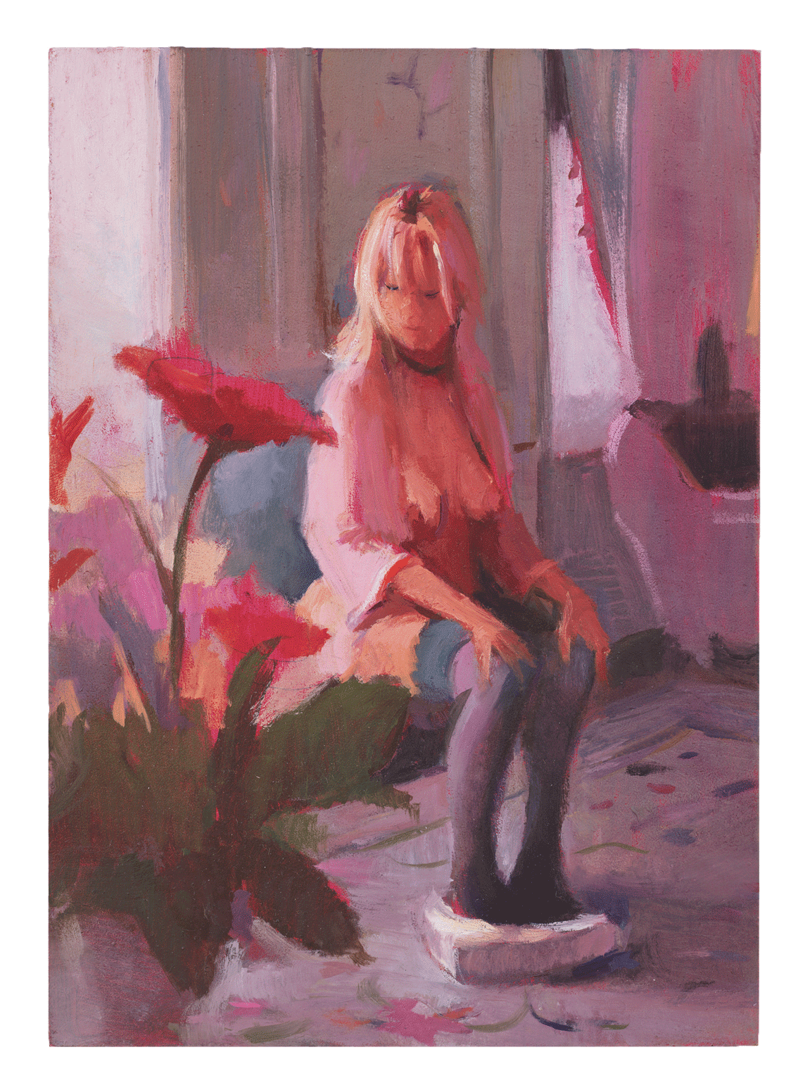 A painting by Brigitte Bardot, titled Grey Bedroom, dated 2002.