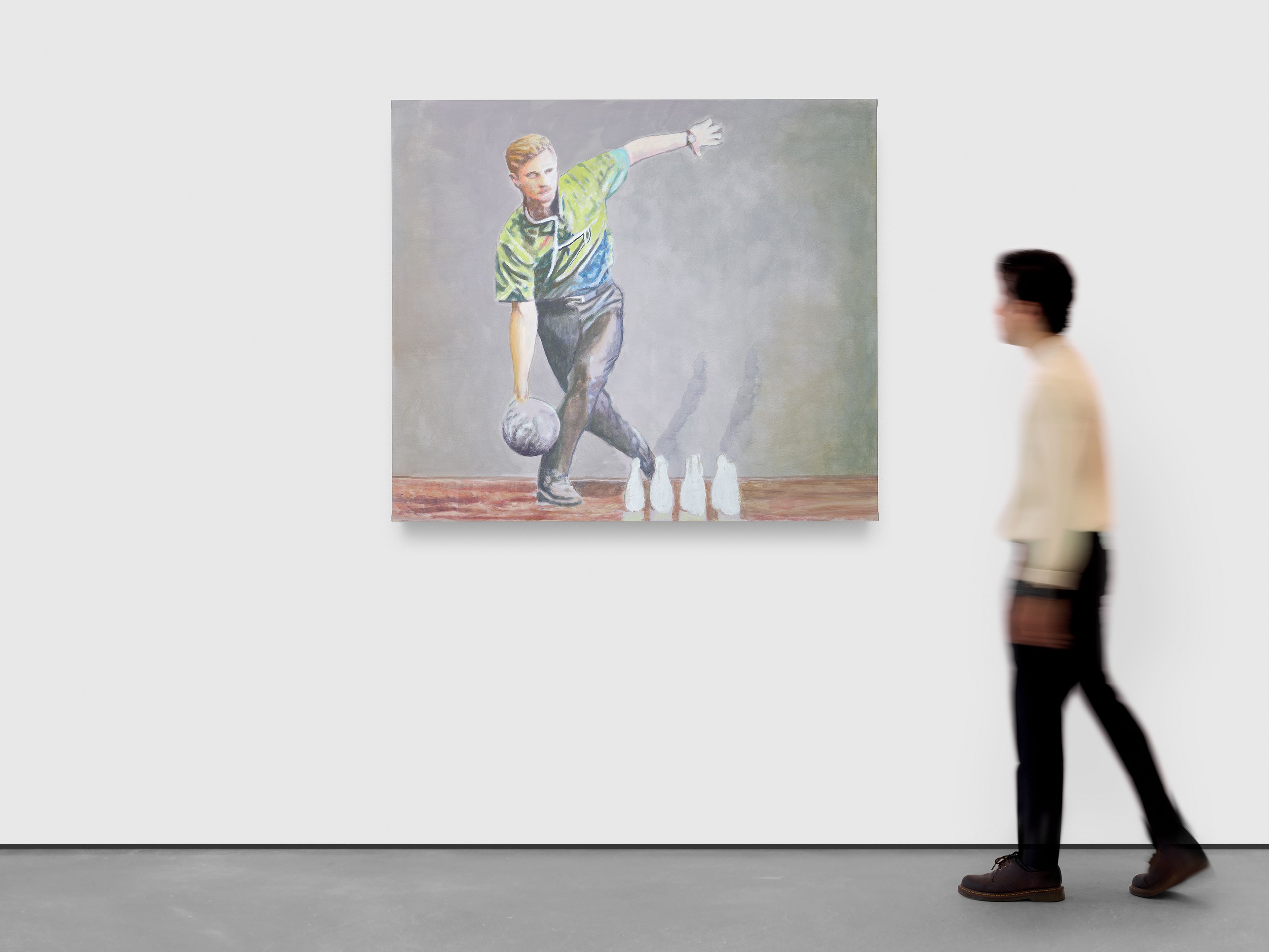 A painting by Luc Tuymans, titled Bowling, dated 2025.