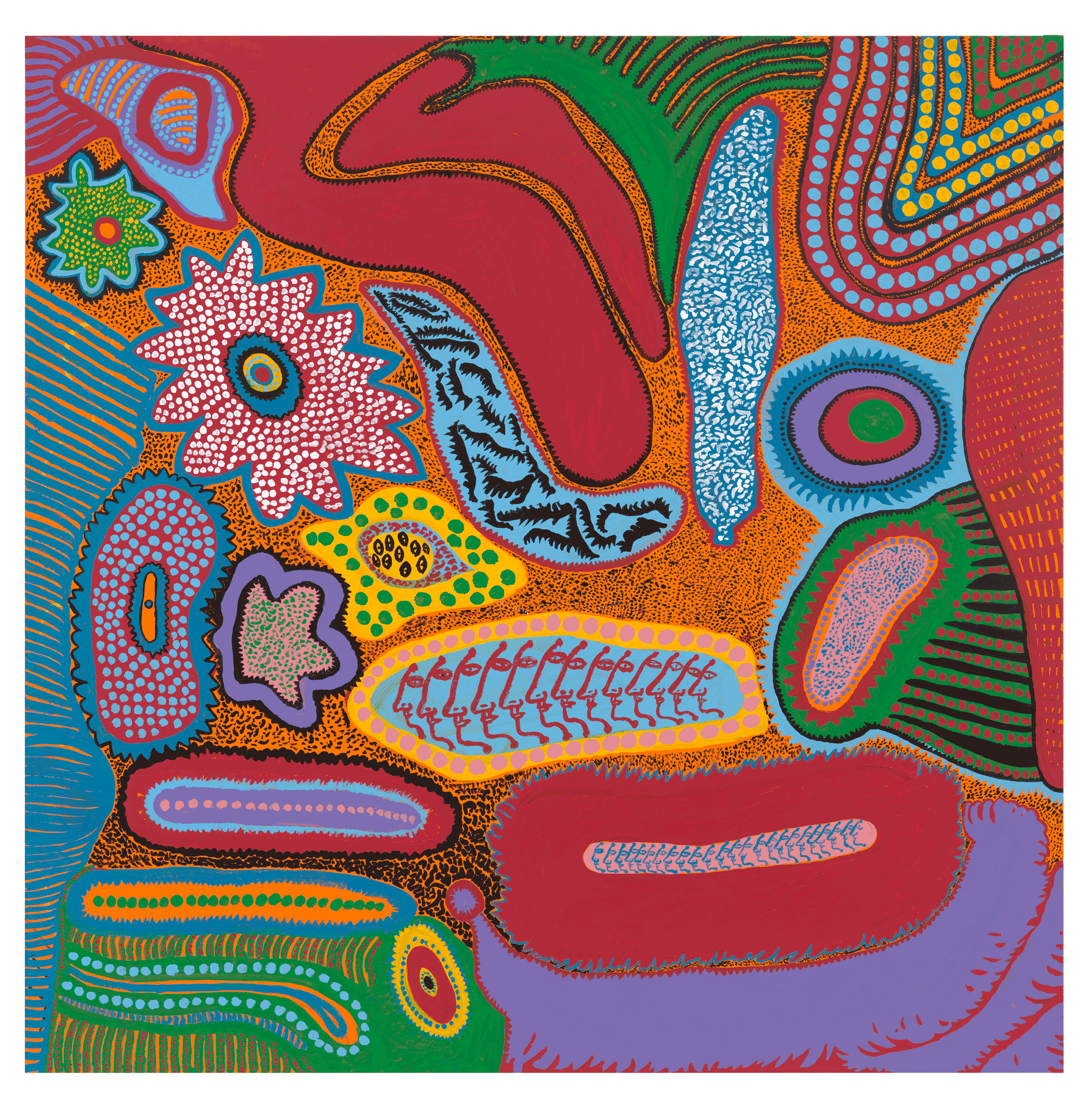 A painting by Yayoi Kusama, titled WEDDING CEREMONY, dated 2014.
