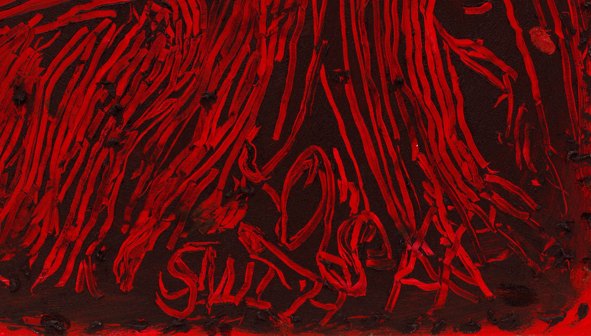 Detail of a painting by Josh Smith, titled "Galaxy," dated 2023