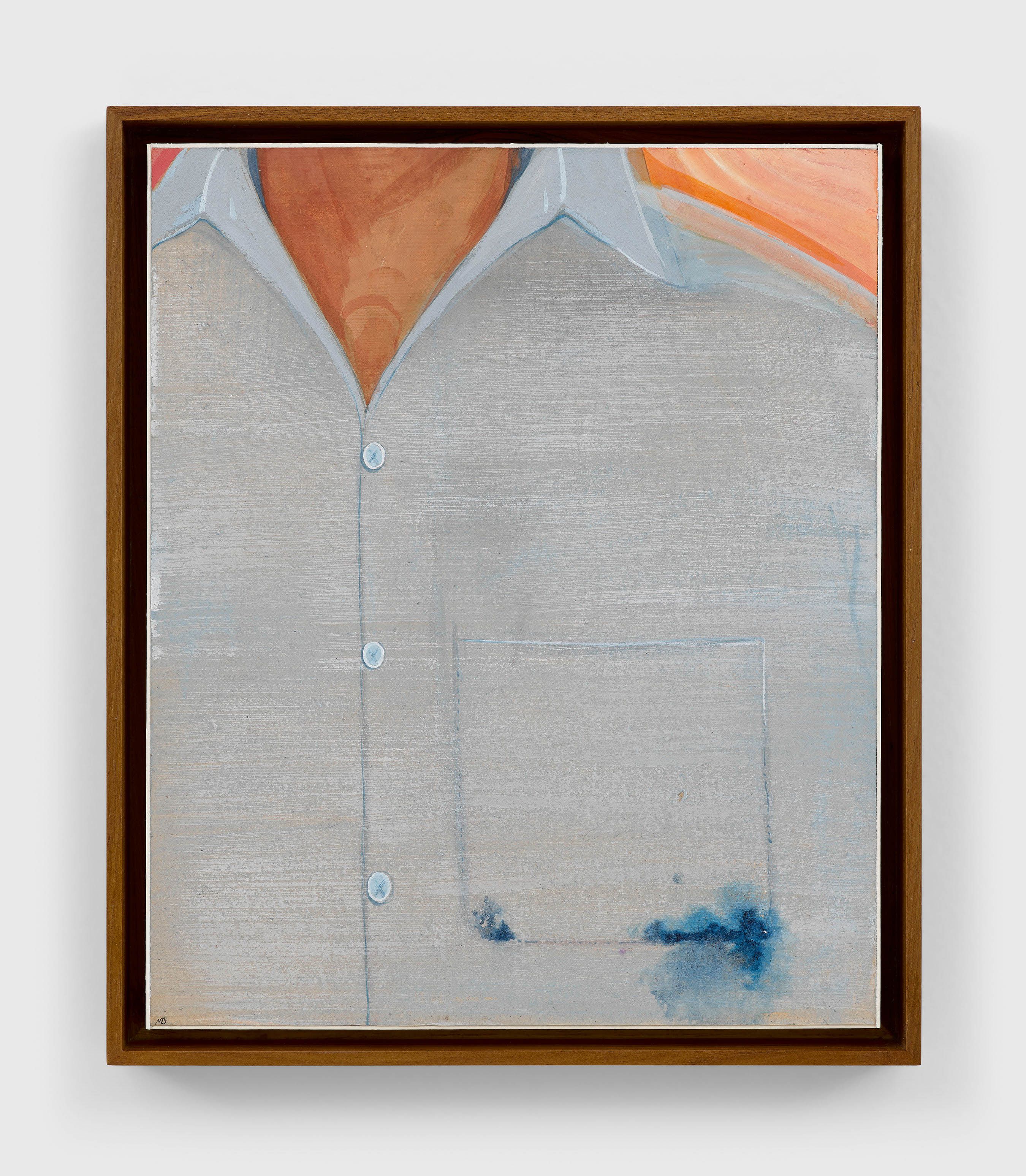 A casein on paper pasted board artwork by Mahesh Baliga, titled Poet with ink on his pocket, dated 2022.