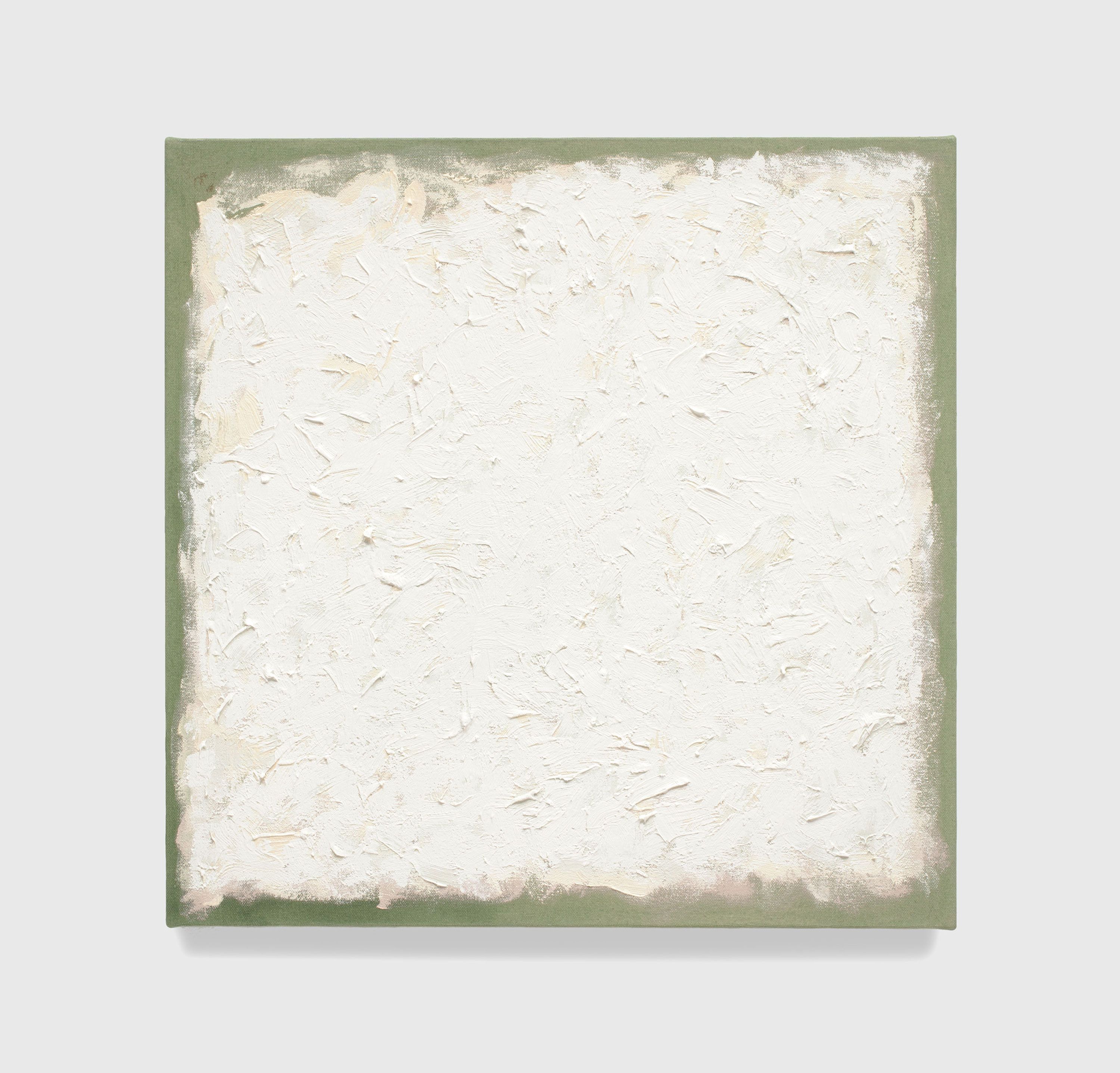 An untitled oil on stretched cotton canvas artwork by Robert Ryman, dated 2010.