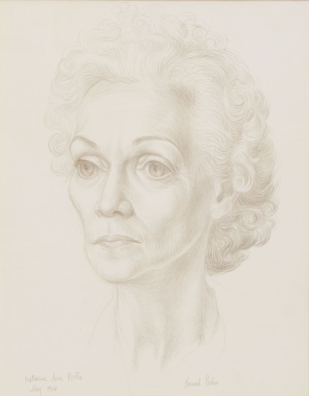 A silverpoint drawing by Bernard Perlin, titled Katherine Anne Porter, dated 1946.