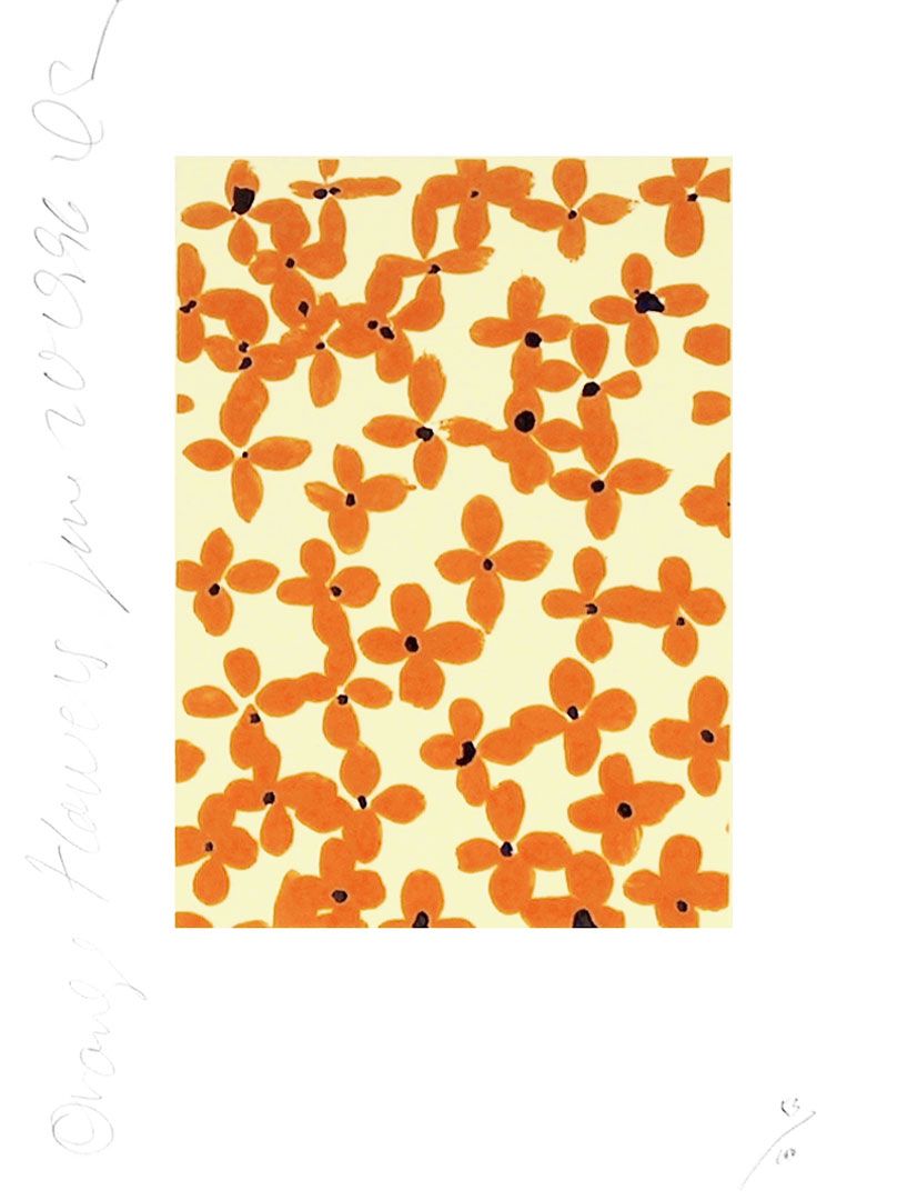 A print by Donald Sultan, titled Orange Flowers, dated 1996