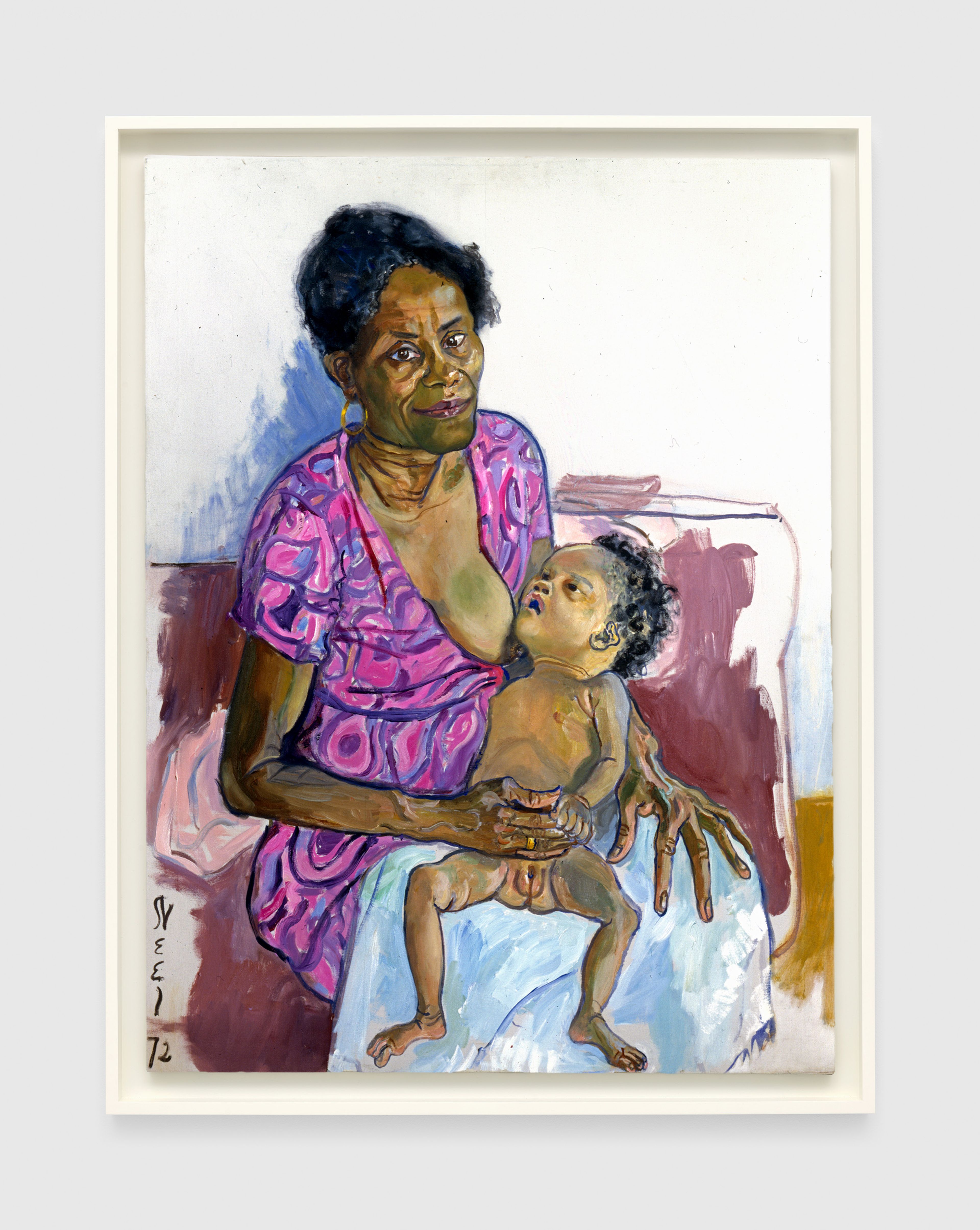 A painting by Alice Neel, titled Carmen and Judy, dated 1972.