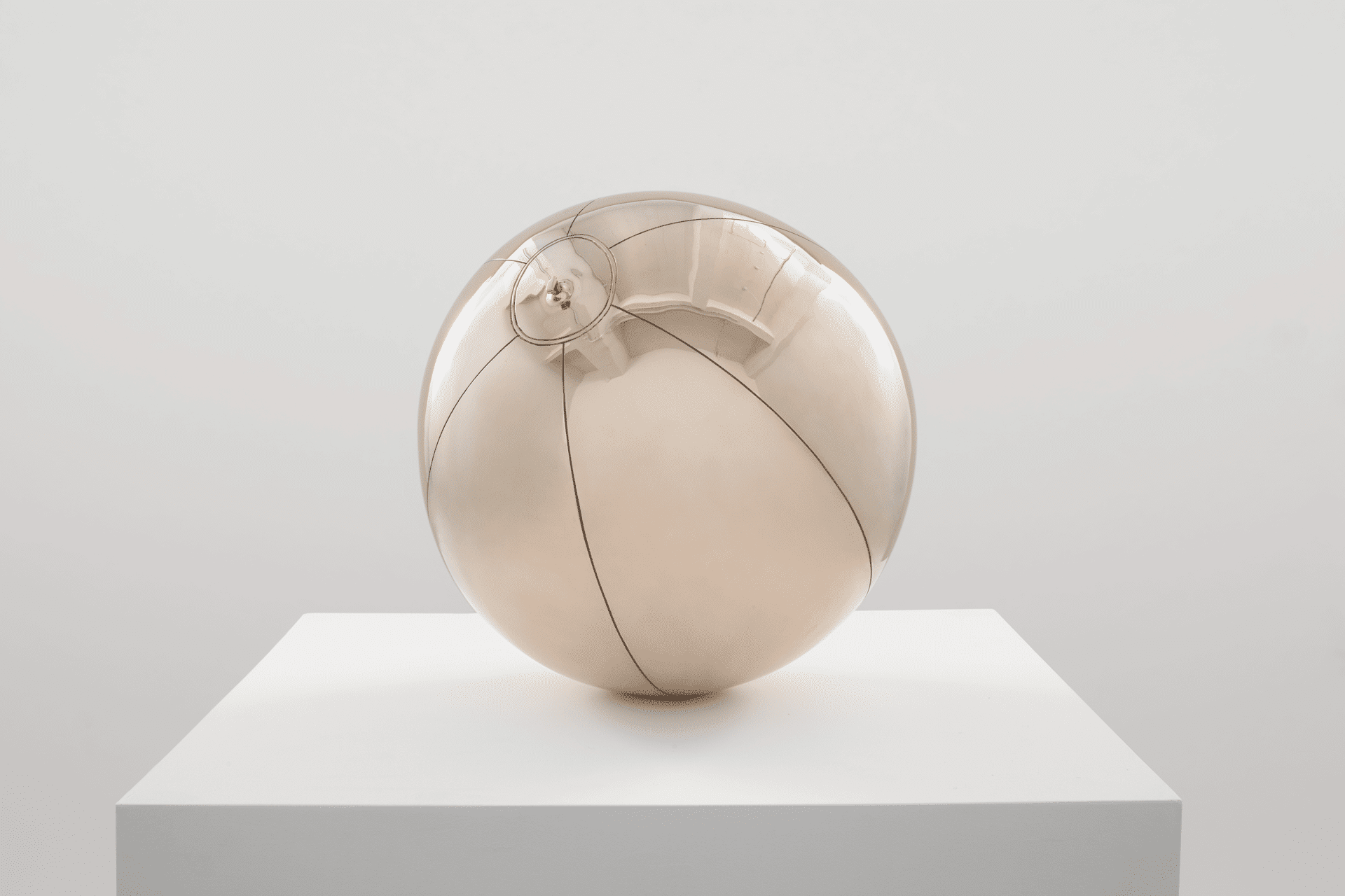 A cast bronze sculpture by Sherrie Levine, titled, Beach Ball after Lichtenstein, dated 2015.