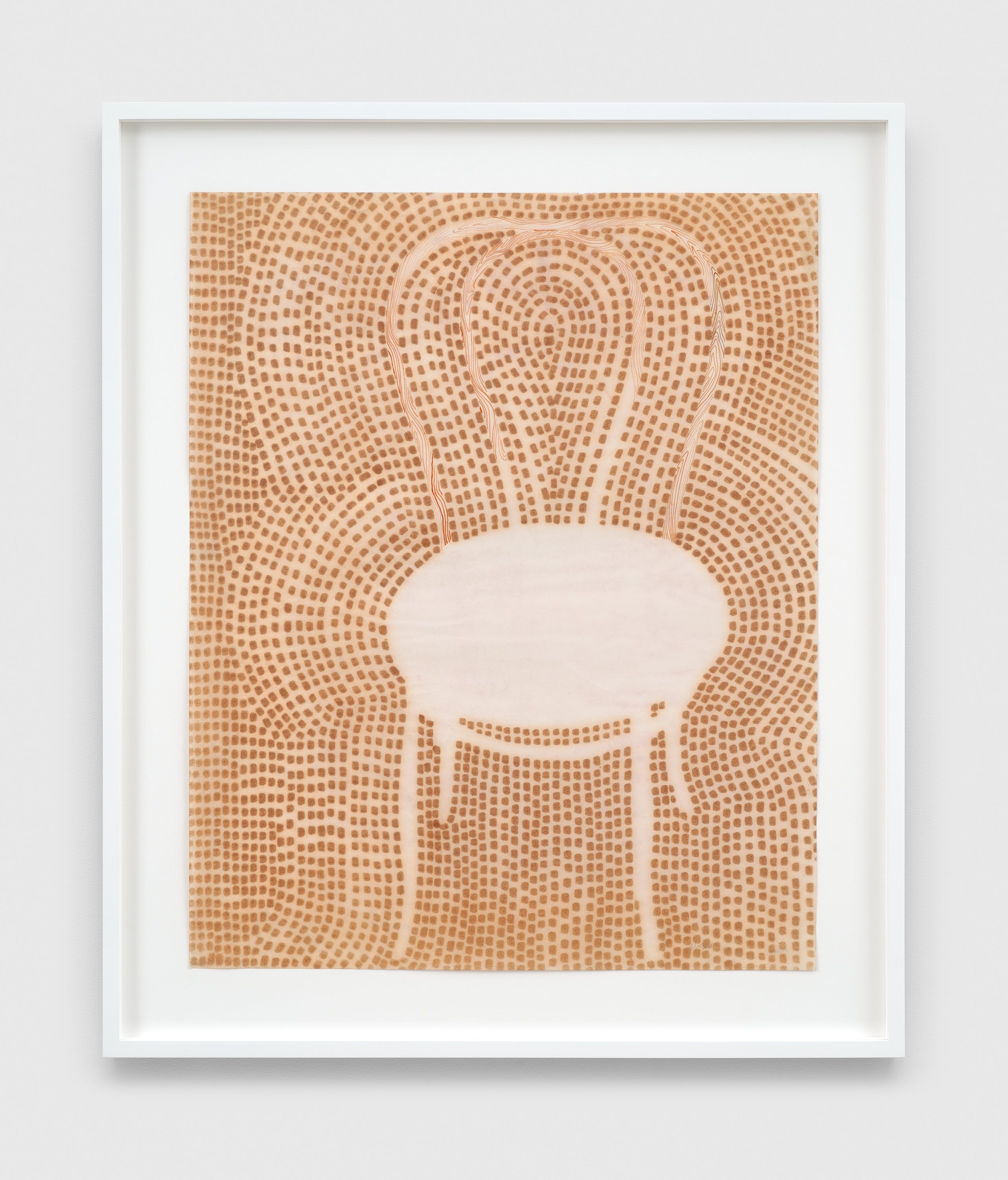 A pen and brown ink on vellum artwork by Ruth Asawa, titled Untitled (MI.066, Chair with Double Looped Back), circa 1950 to 1959.