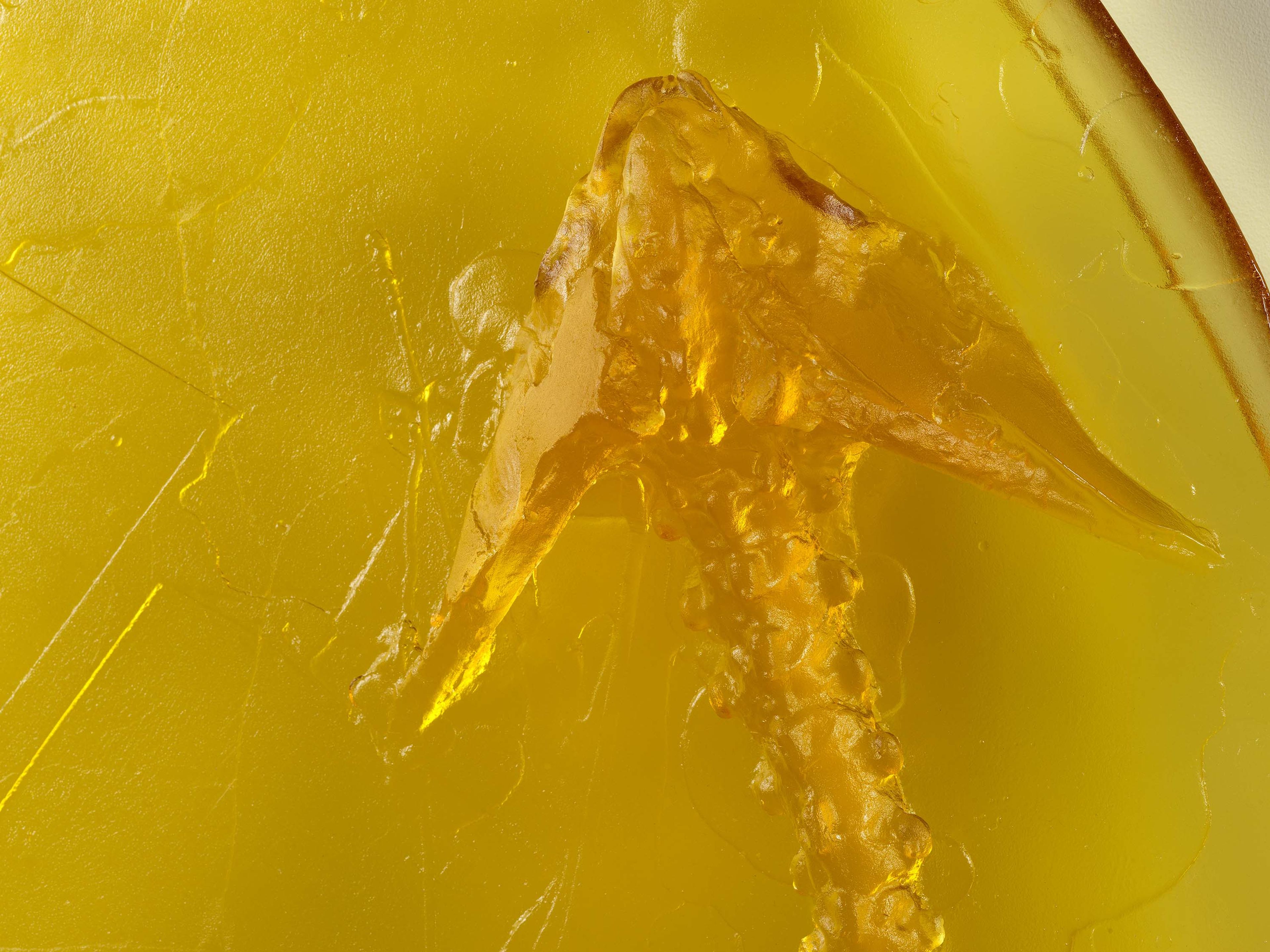A detail from a sculpture by Andra Ursuta, titled Private Dancer (Gold), dated 2025.