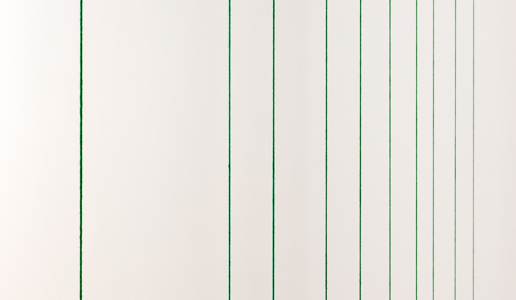 A detail of Fred Sandback, Untitled (Sculptural Study, Ten-part Vertical Construction), circa 1983/2017
