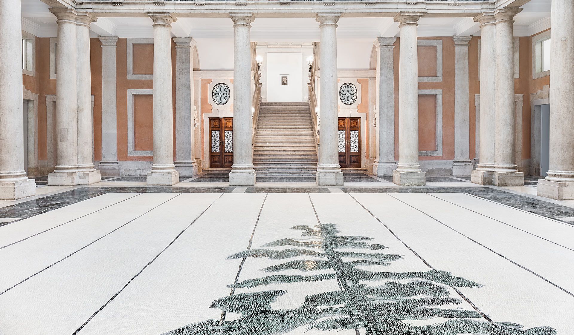 An installation view of an exhibition titled Luc Tuymans: La Pelle at Palazzo Grassi, Venice, in 2019.