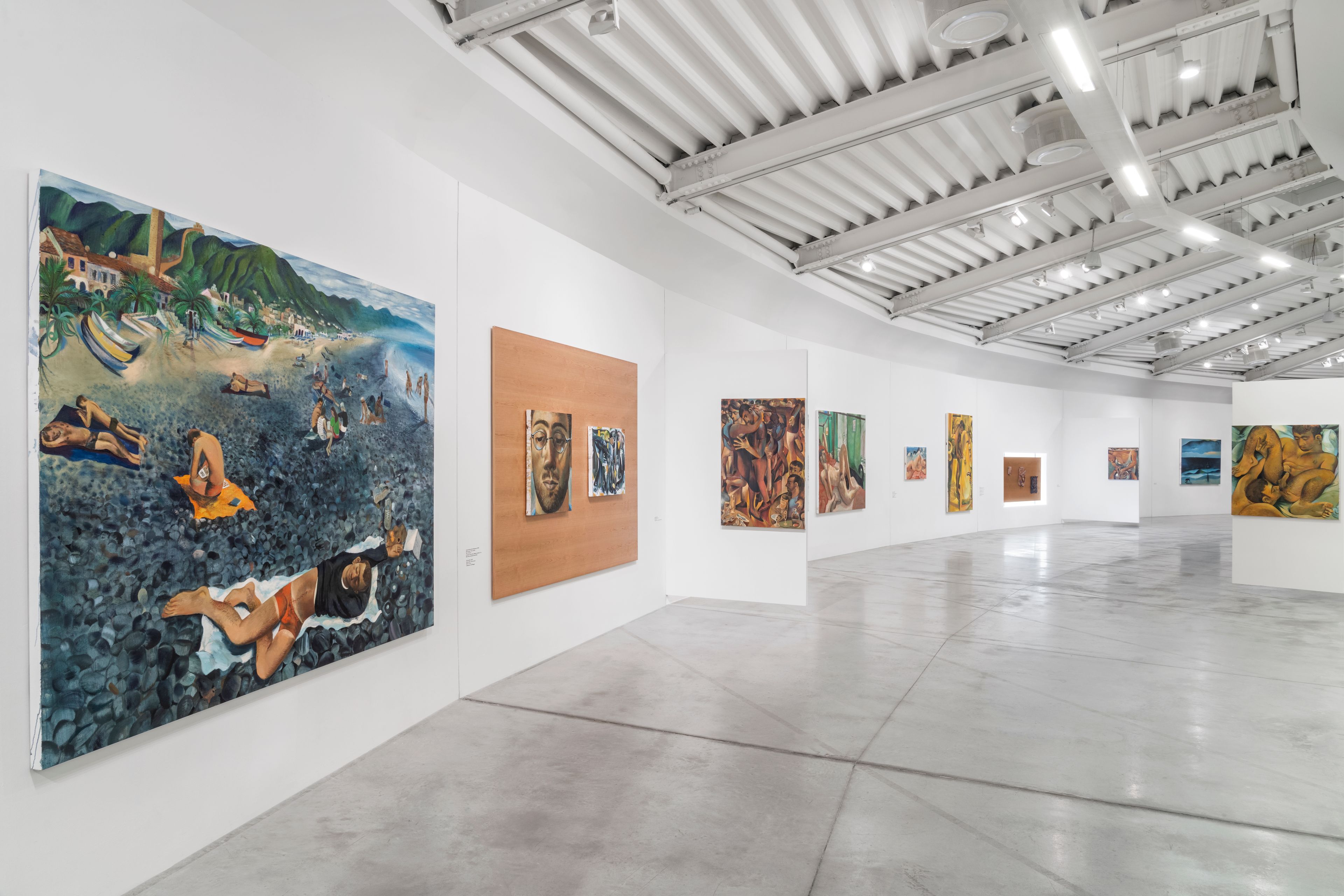 Installation view of the exhibition Louis Fratino: Satura at Centro Pecci in Prato, Italy, dated 2024–2025.