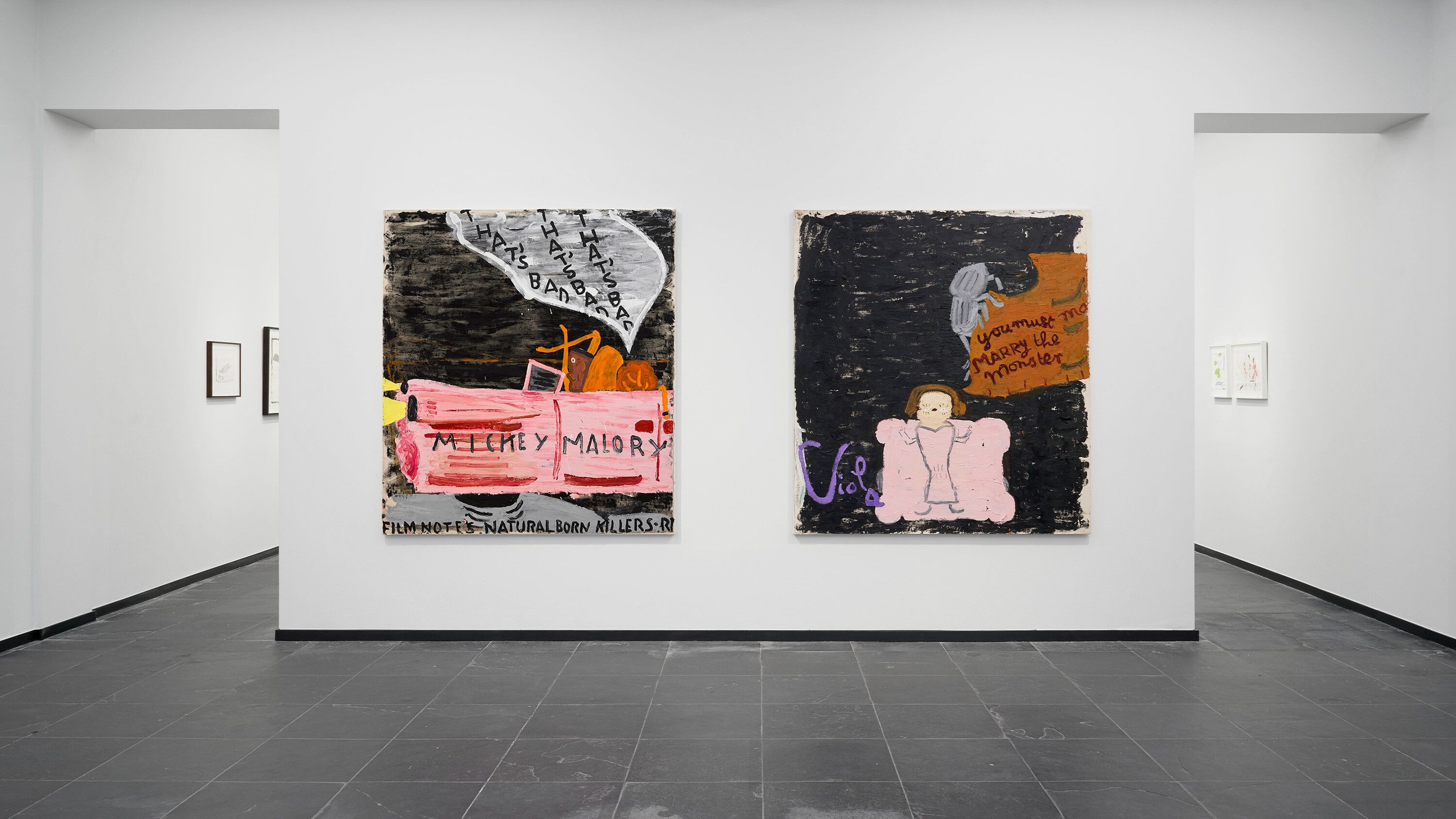 Installation view of the exhibition "Rose Wylie: picky people notice...," at S.M.A.K., Stedelijk Museum voor Actuele Kunst in Ghent, dated 2022.