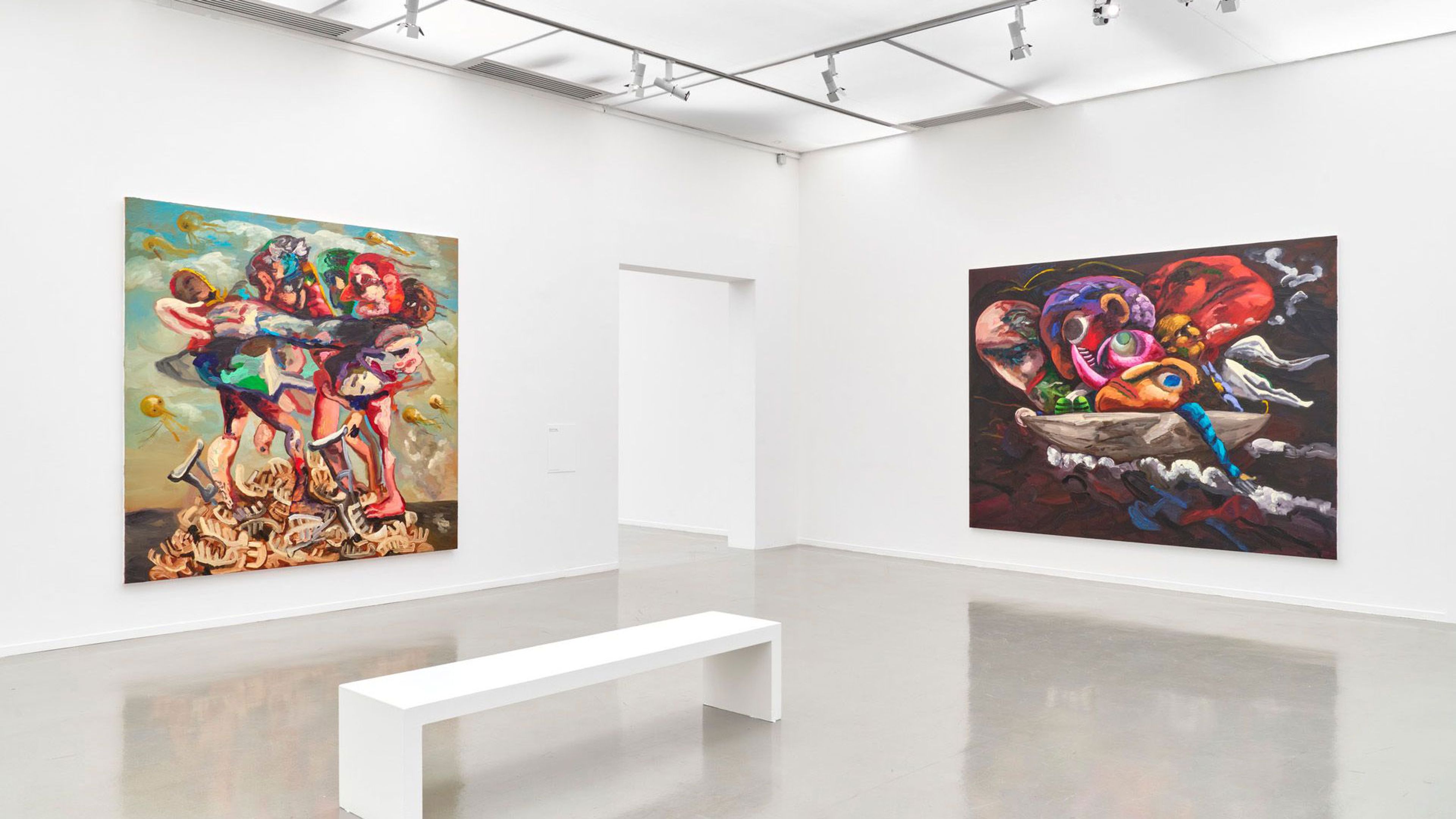 Installation view of the exhibition "Dana Schutz: Le monde visible," at the Musée d’art Moderne de Paris, 2023