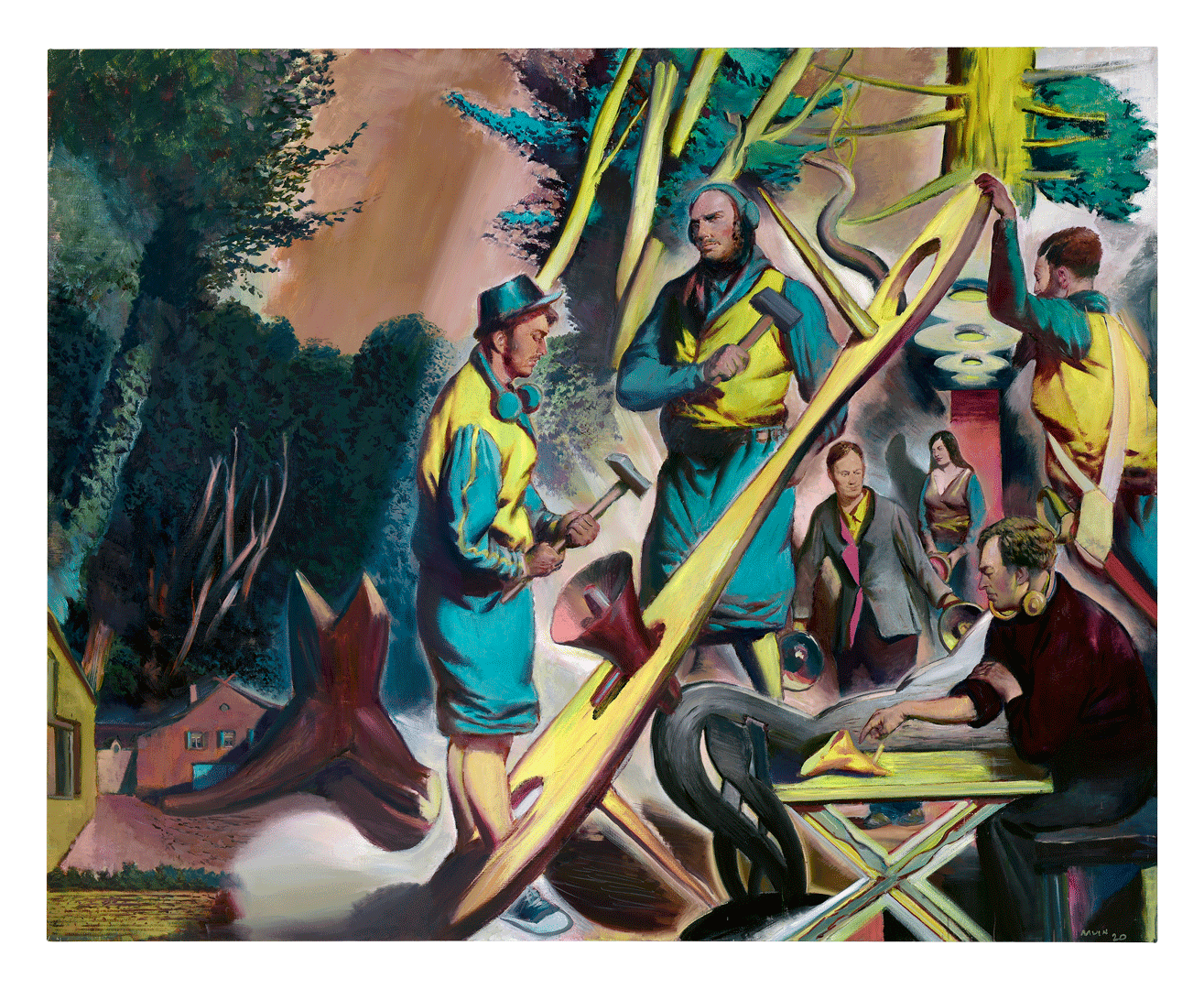 A painting by Neo Rauch, titled Die Beruhigung, dated 2020.
