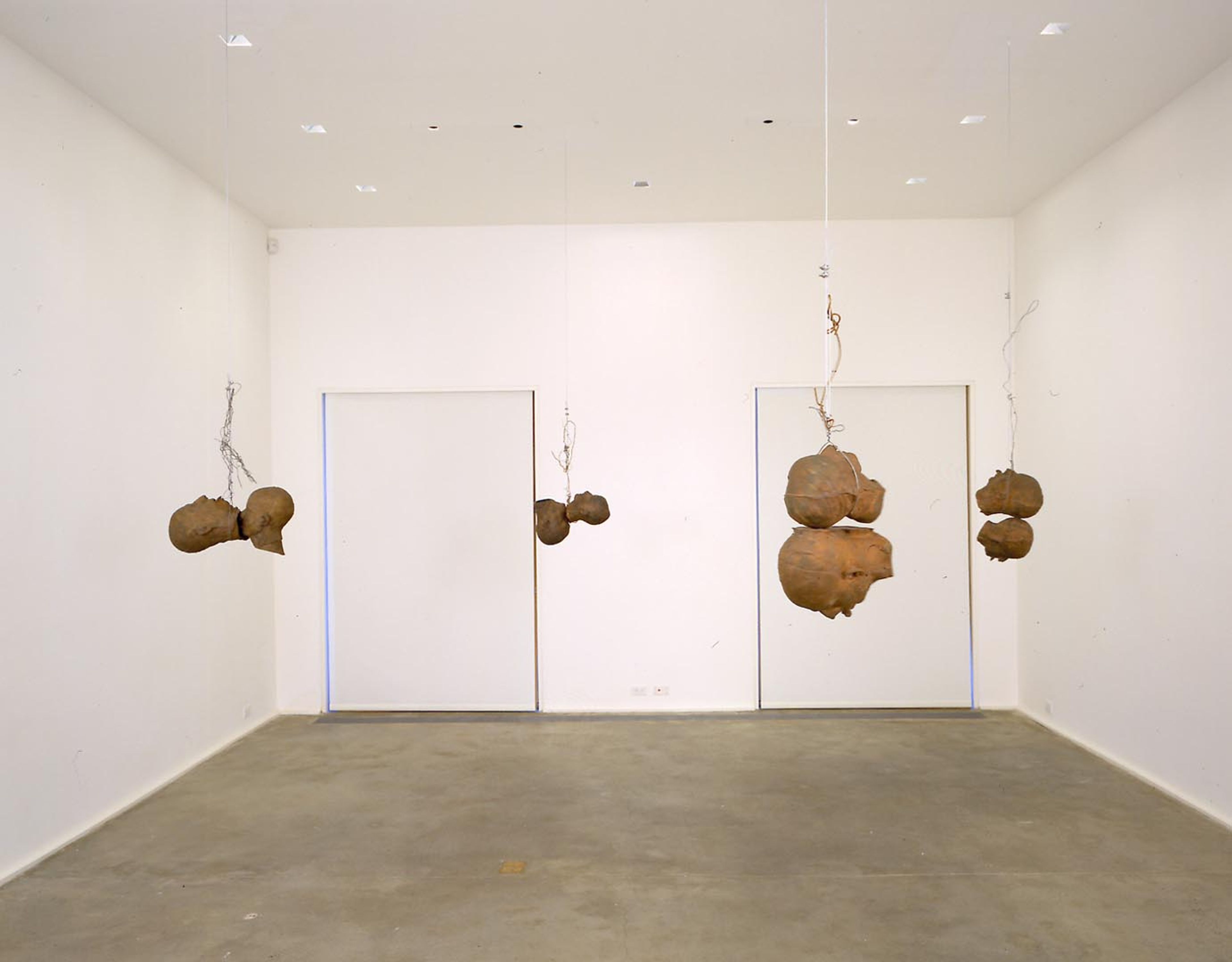 An installation view of the exhibition Bruce Nauman: Selected Works, at David Zwirner New York, dated 2001.