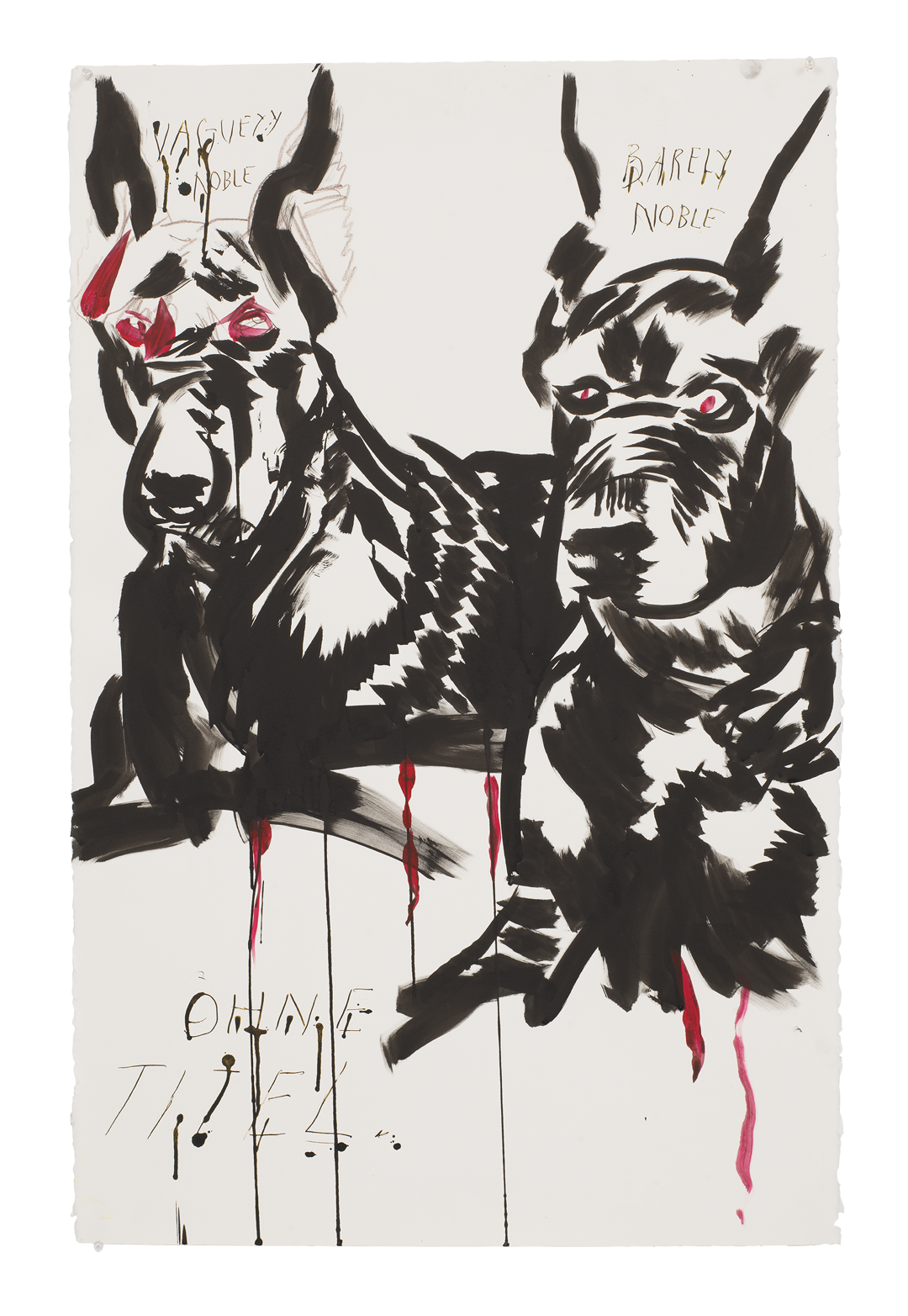A work on paper by Raymond Pettibon titled No Title (Vaguely noble barely...) dated 2019.