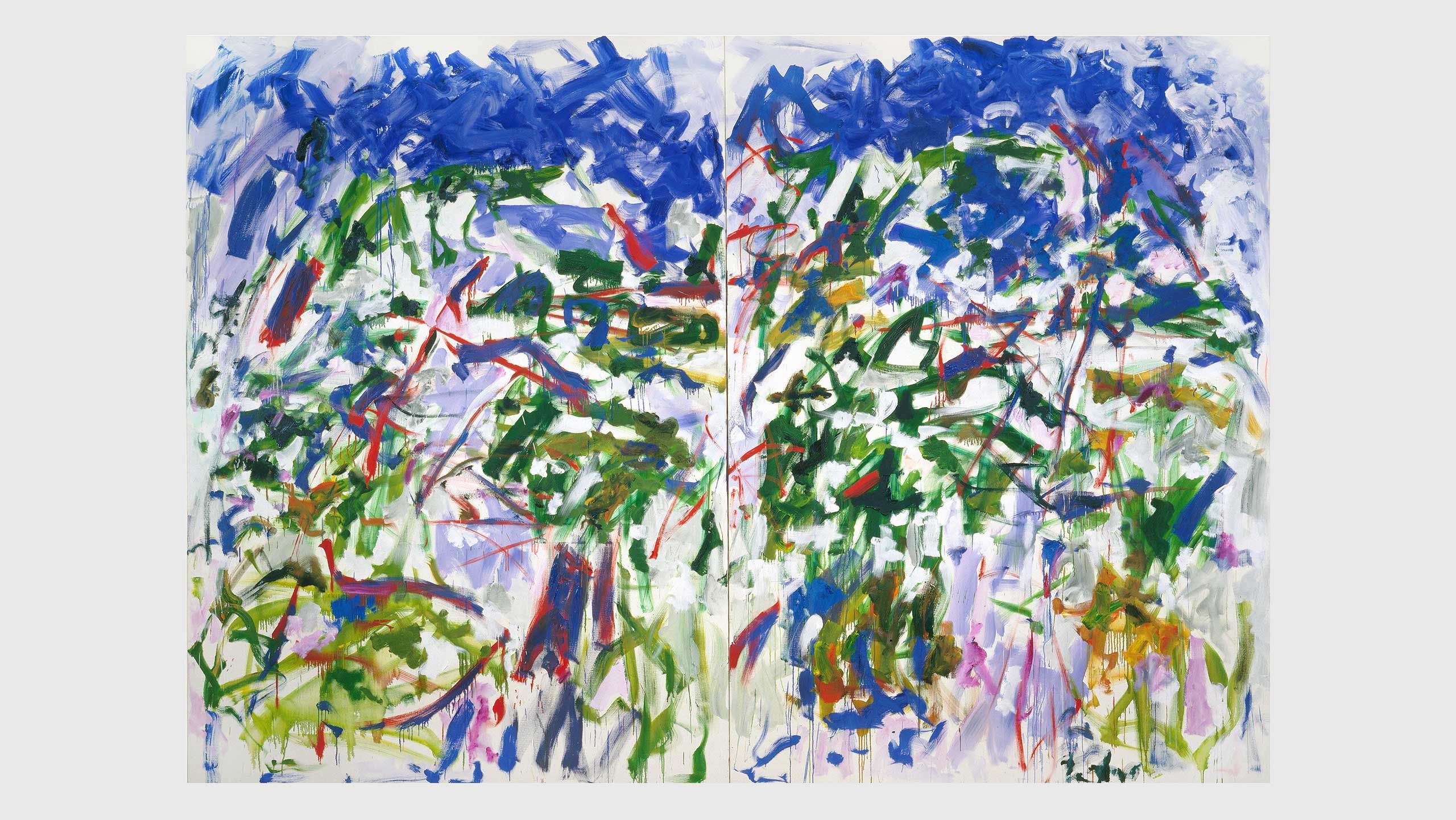 An artwork by Joan Mitchell, titled Land, dated 1989.