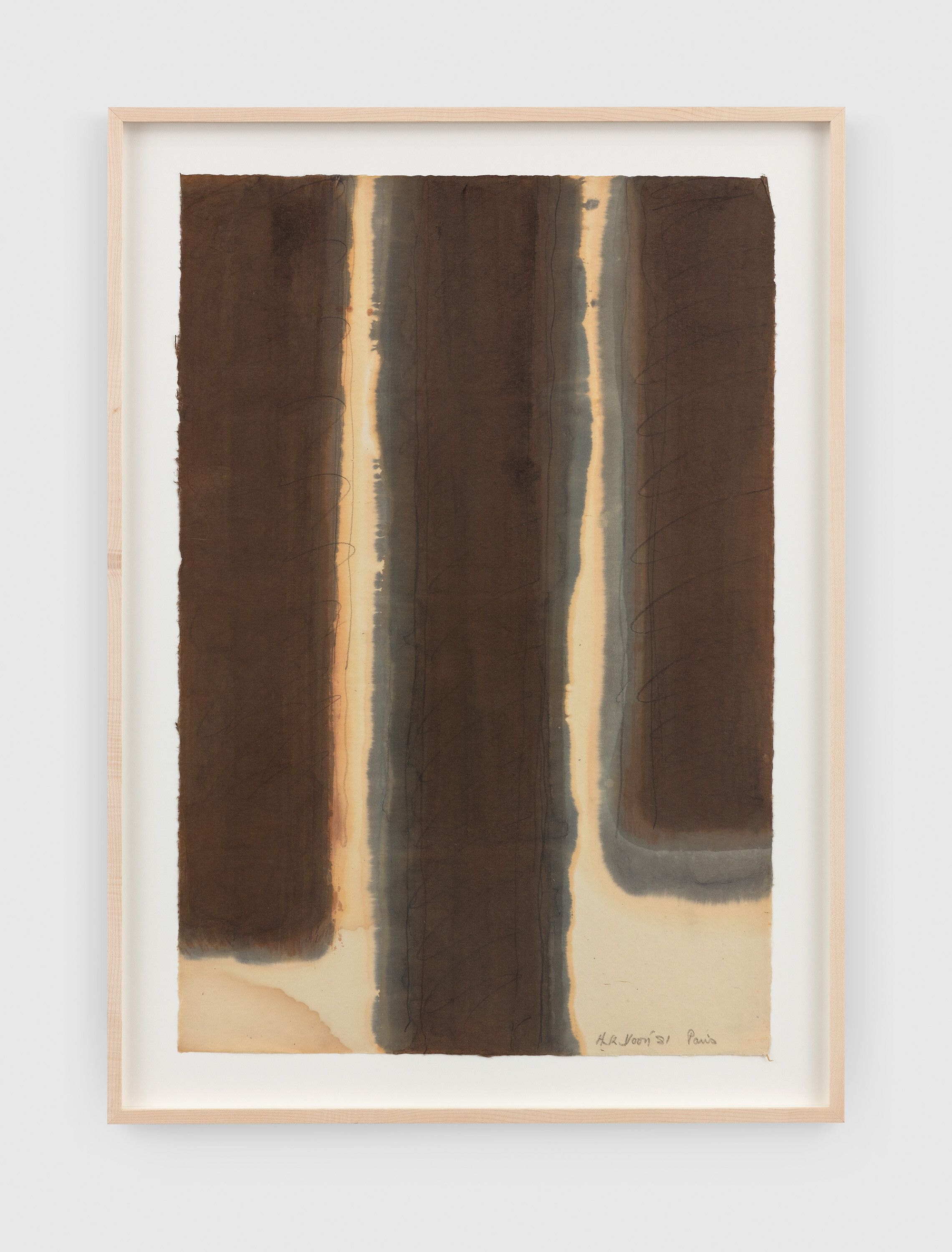 A work on paper by Yun Hyong-keun, titled Burnt Umber & Ultramarine, dated 1981.