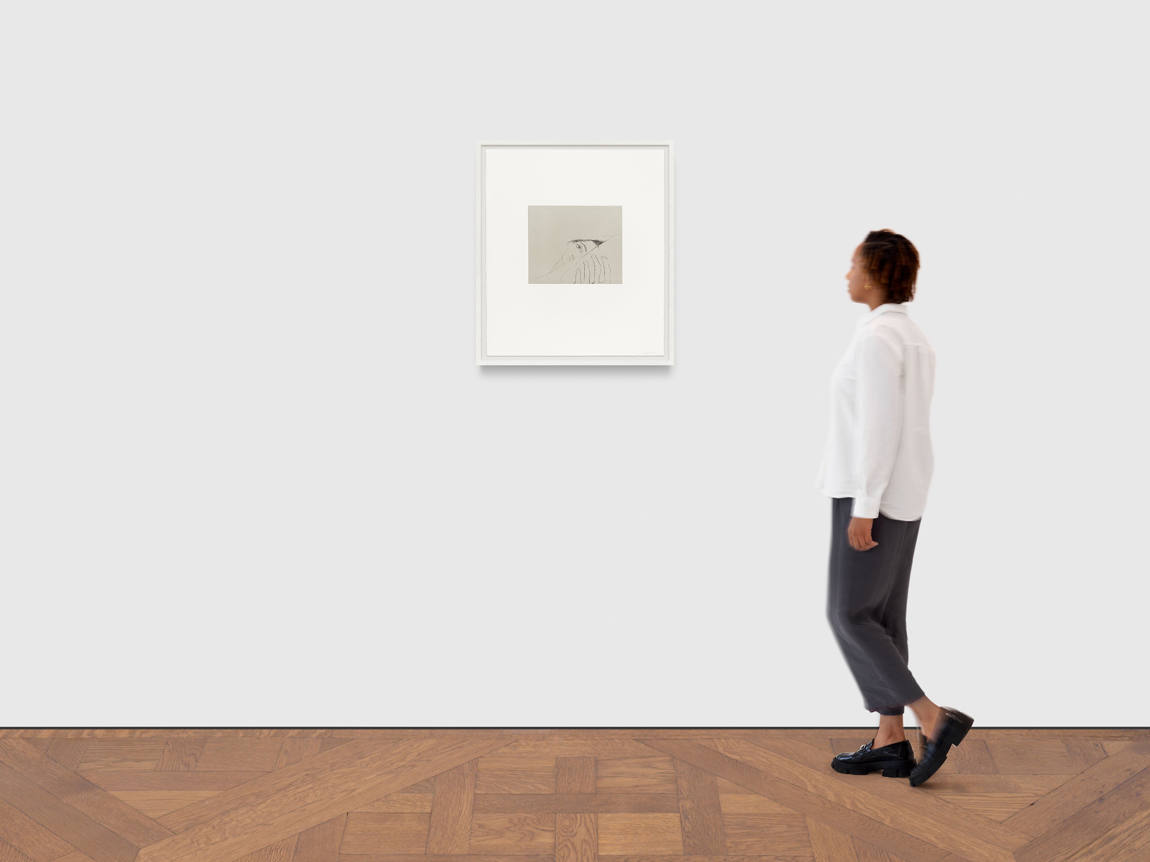 A print by Aubrey Levinthal, titled Worry Woman, dated 2025.