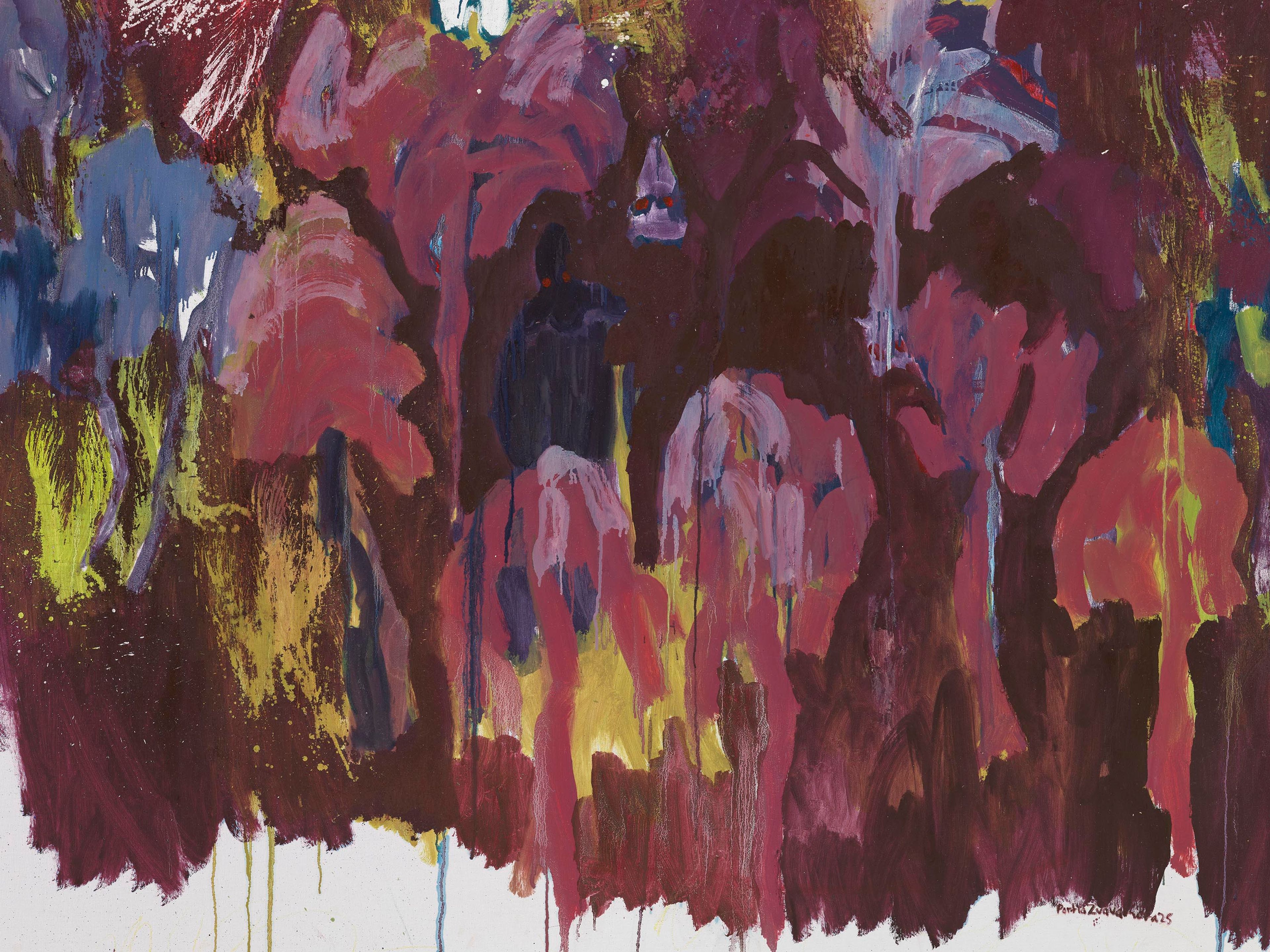 A detail from a painting by Portia Zvavahera, titled Zvemumweya, dated 2025.