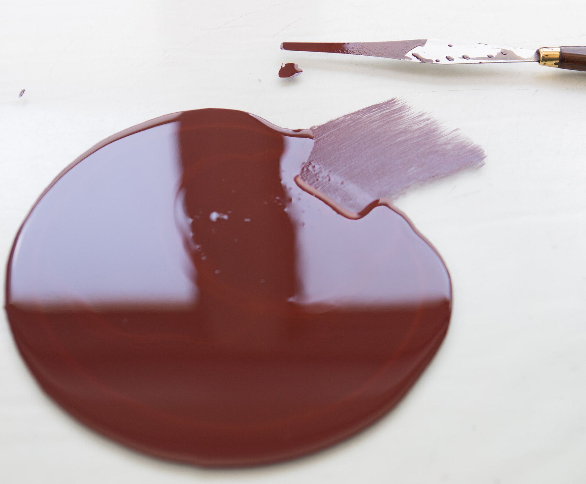 A photo of painting materials in Suzan Frecon's studio, taken in 2020.