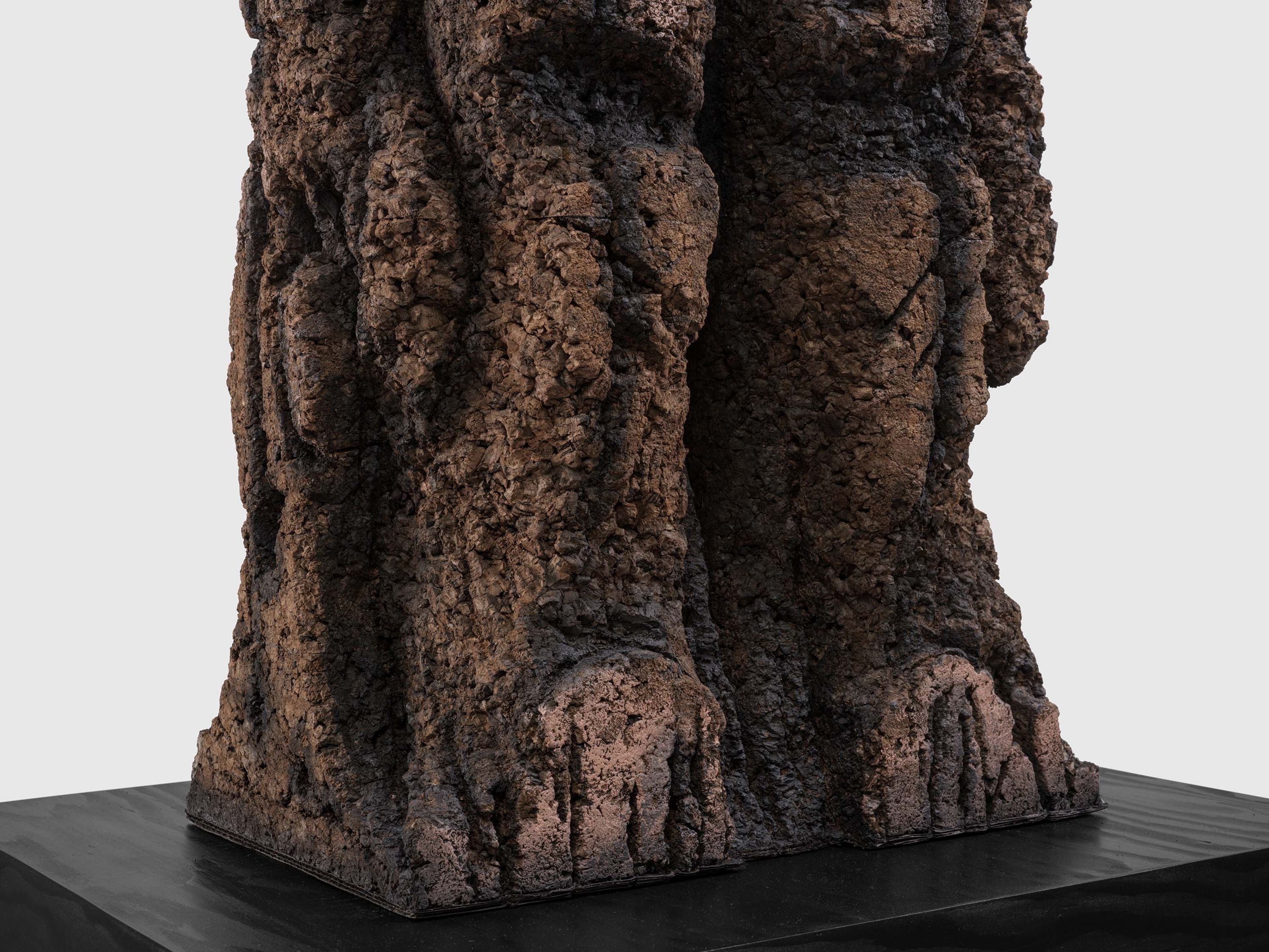A detail from a sculpture by Huma Bhabha, titled Learn Something, dated 2025.
