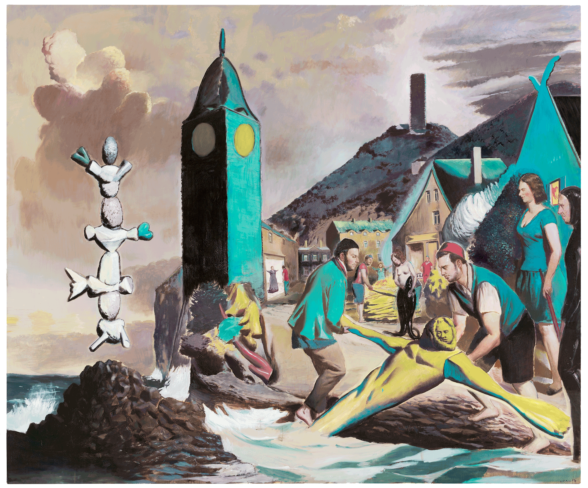 A painting by Neo Rauch, titled Marina, dated 2014.